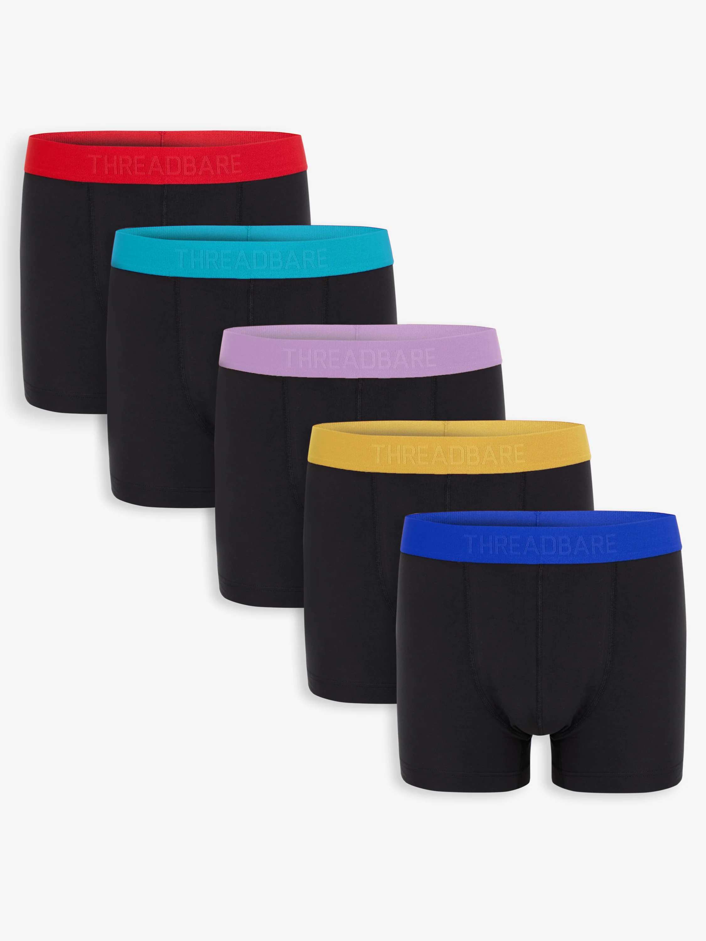 5 Pack Contrast Hipster Fit Boxer Shorts in Black