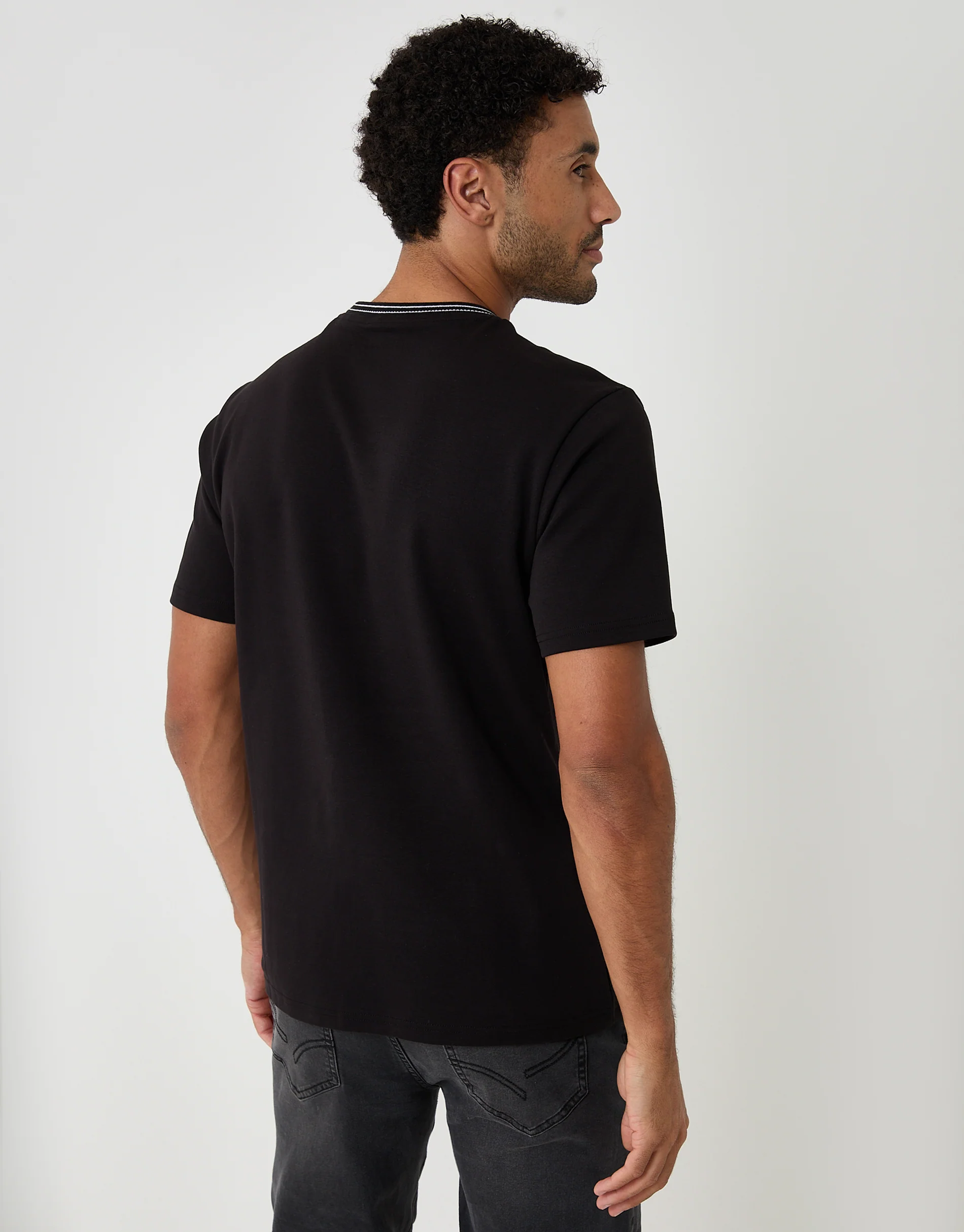 Cotton Crew Neck Script T-Shirt in Black - Image 2