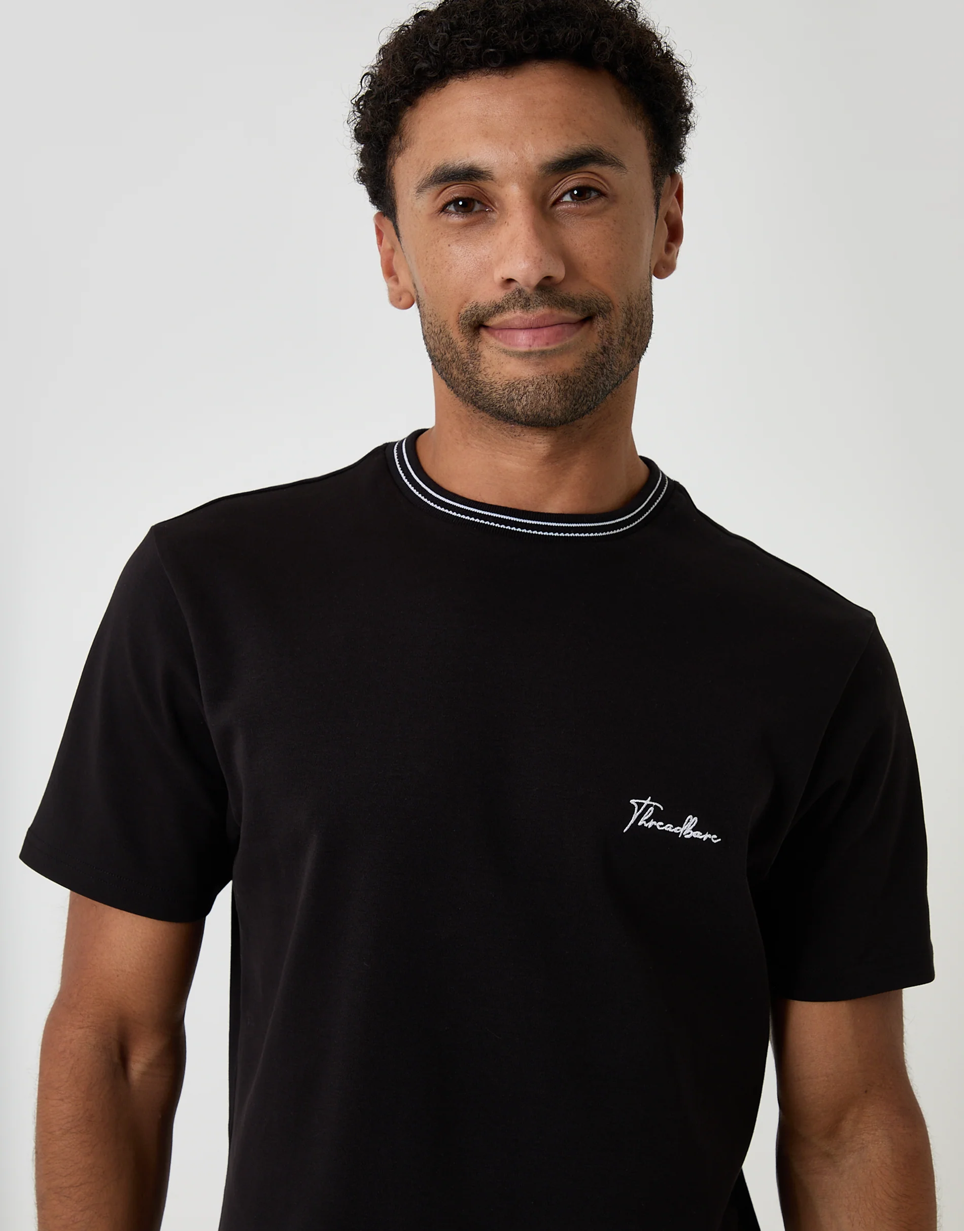 Cotton Crew Neck Script T-Shirt in Black - Image 4