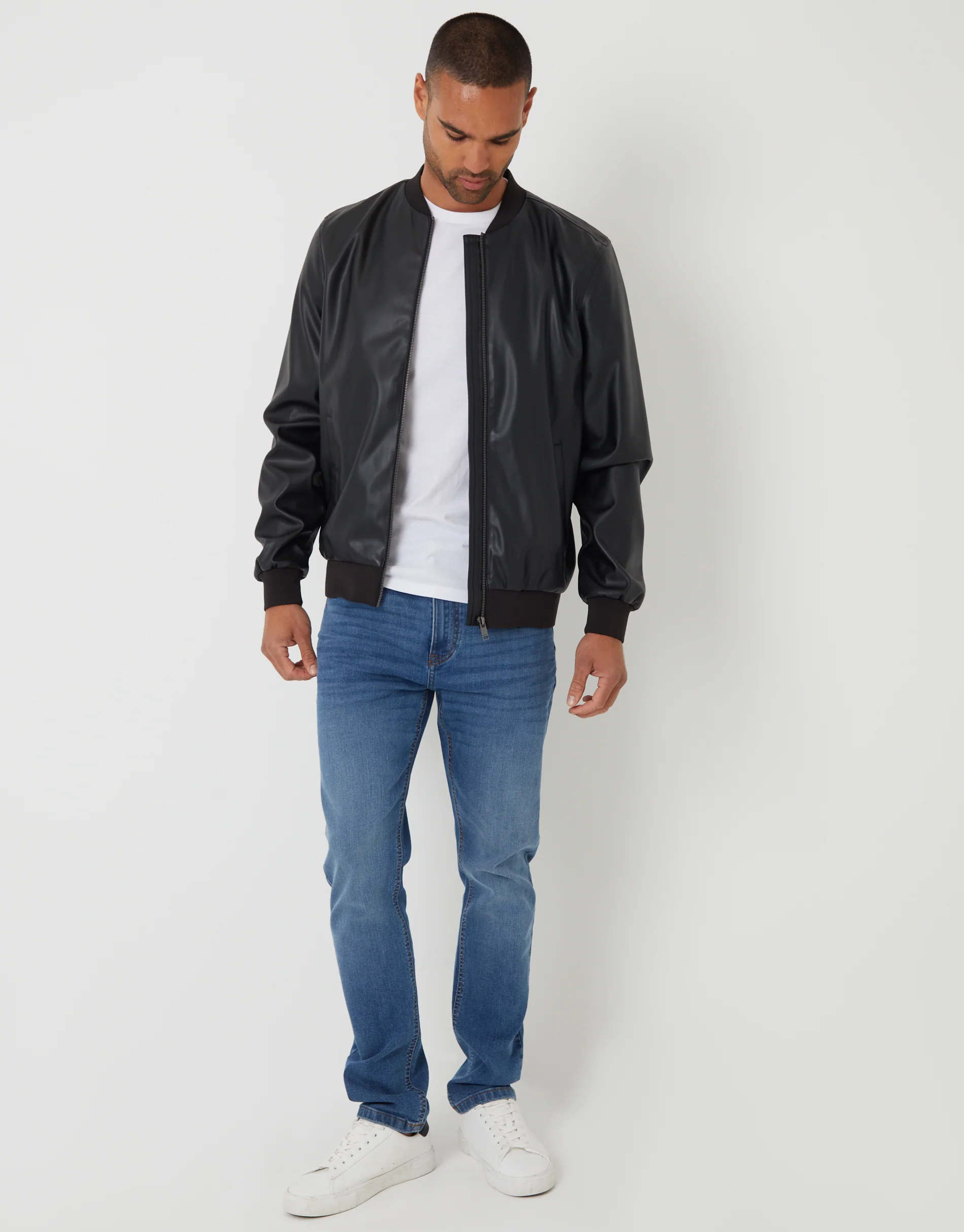 Faux Leather Biker Jacket in Black - Image 3