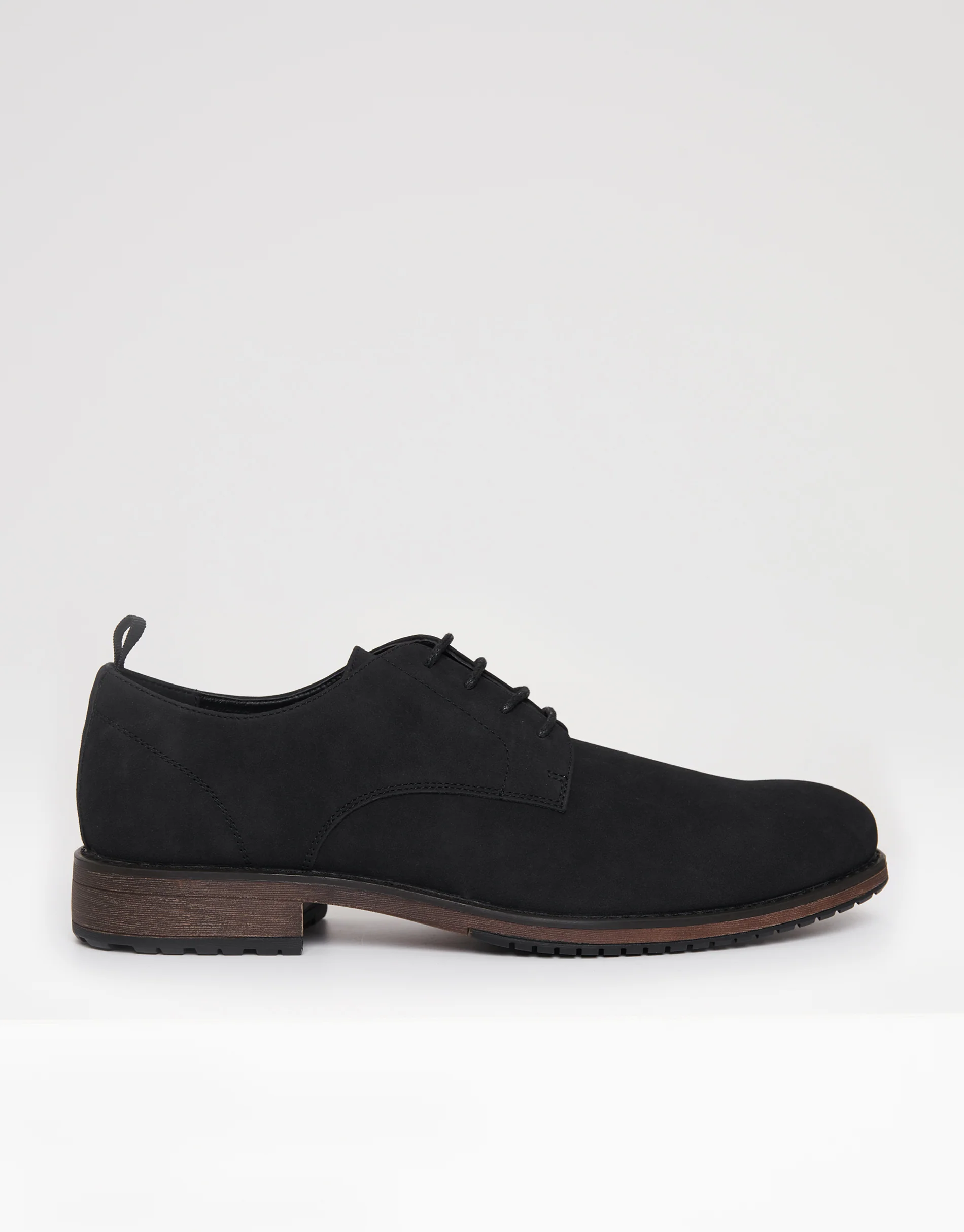 Faux Suede Derby Shoes in Black