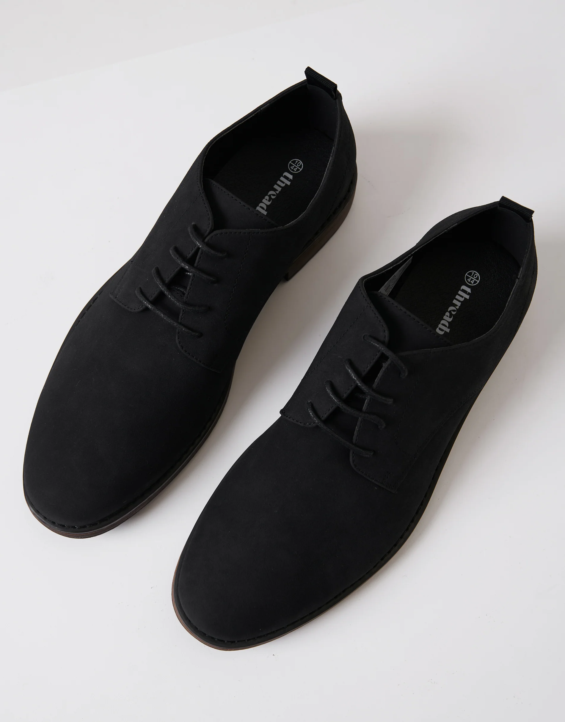 Faux Suede Derby Shoes in Black - Image 2