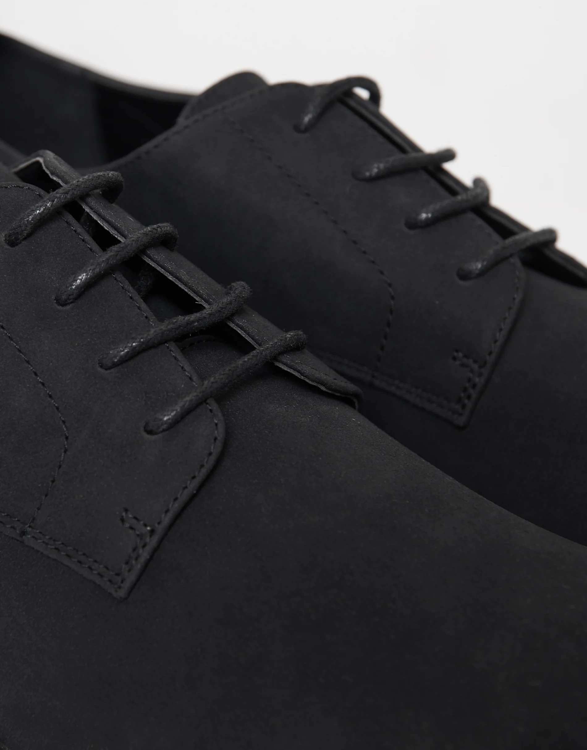 Faux Suede Derby Shoes in Black - Image 3