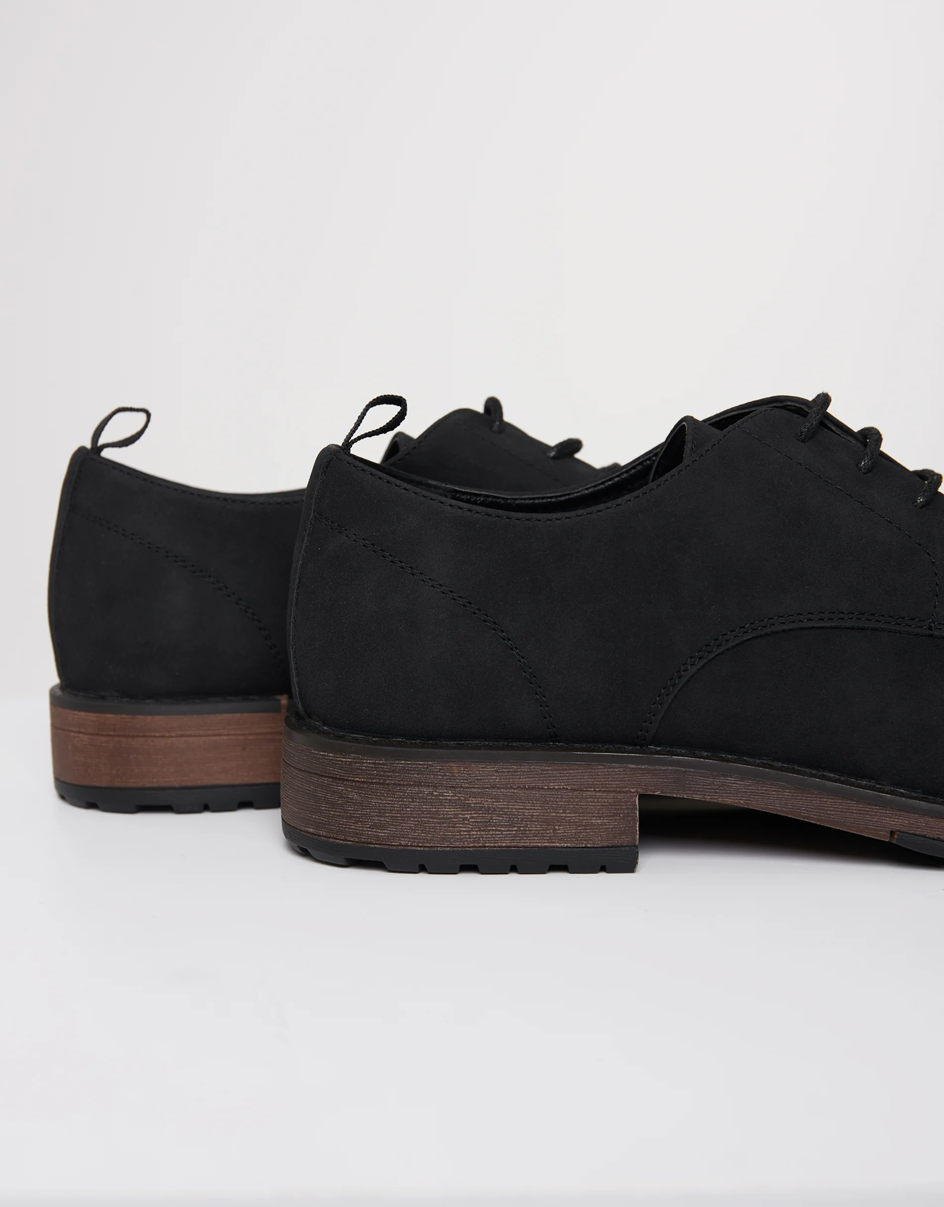 Faux Suede Derby Shoes in Black - Image 4