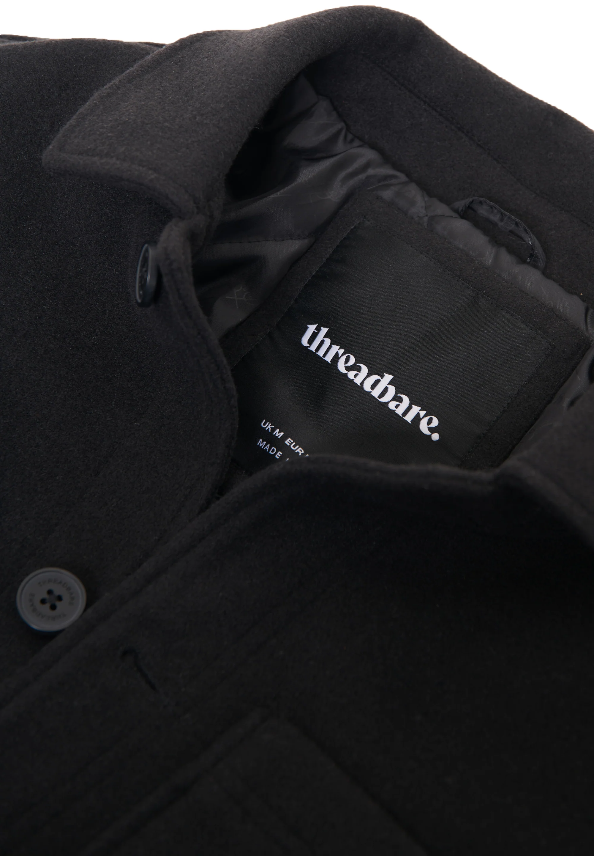 Faux Wool Button Up Quilted Shacket in Black - Image 5
