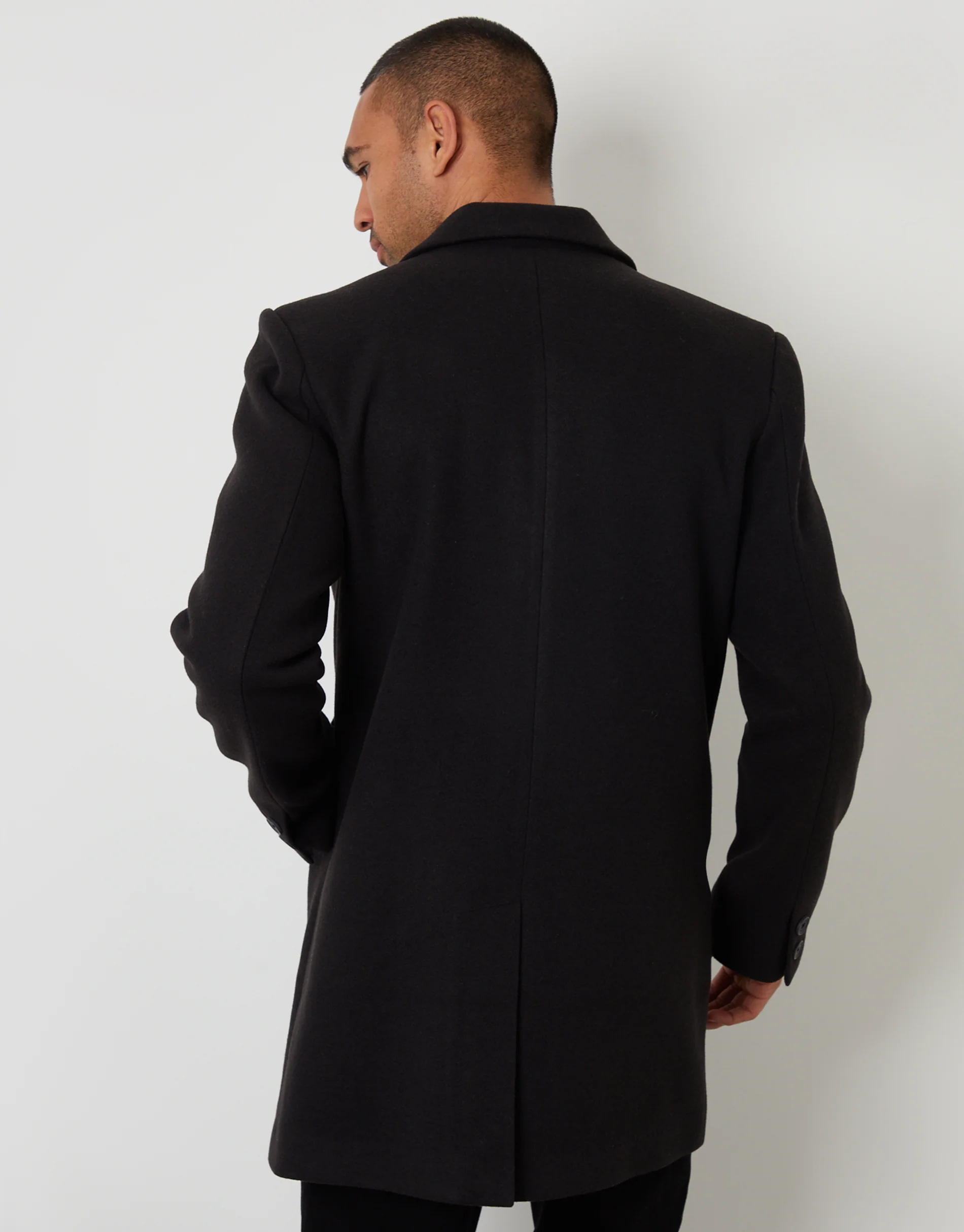 Faux Wool Overcoat in Black - Image 2