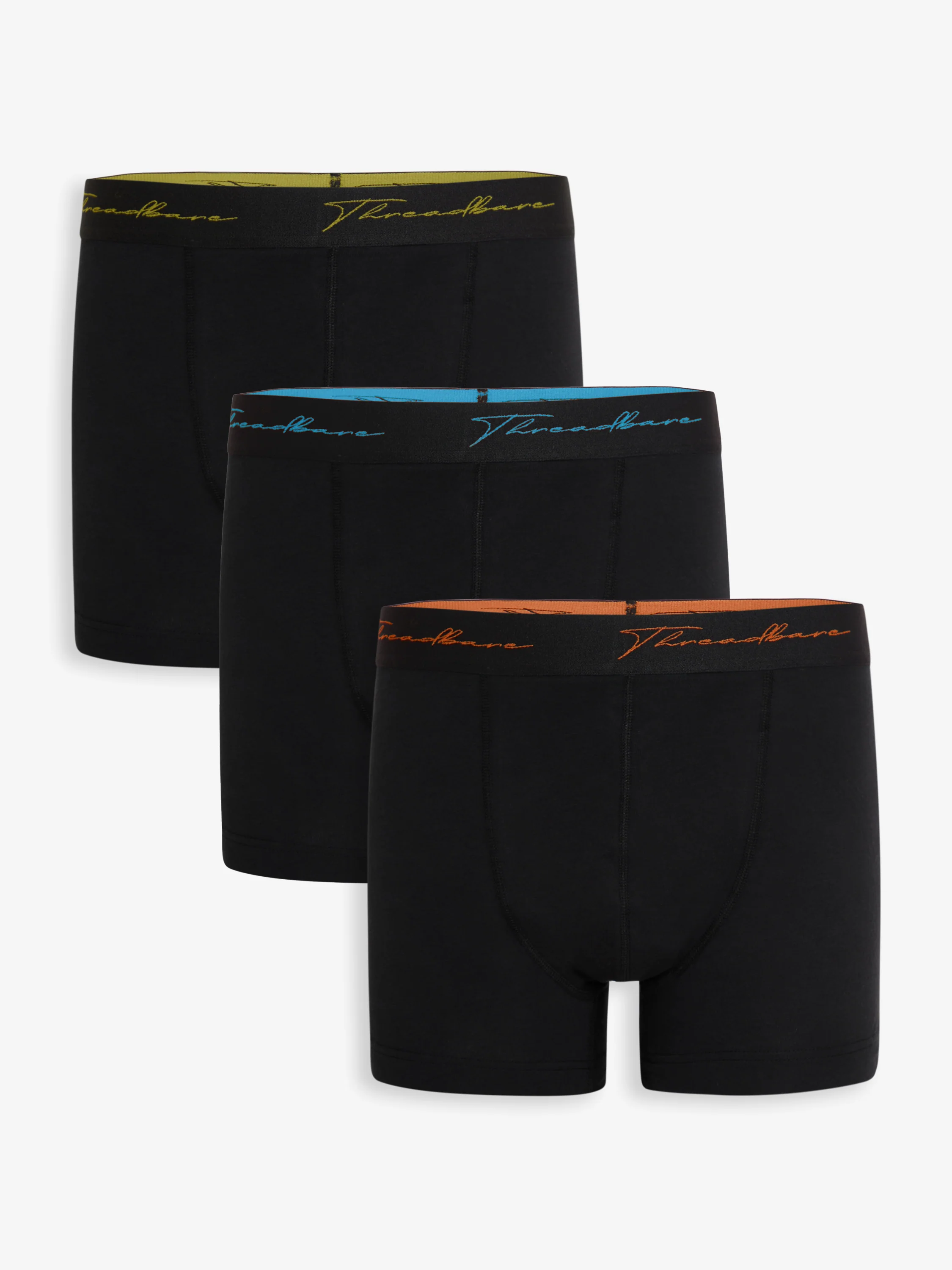3 Pack Hipster Fit Script Boxer Shorts in Black