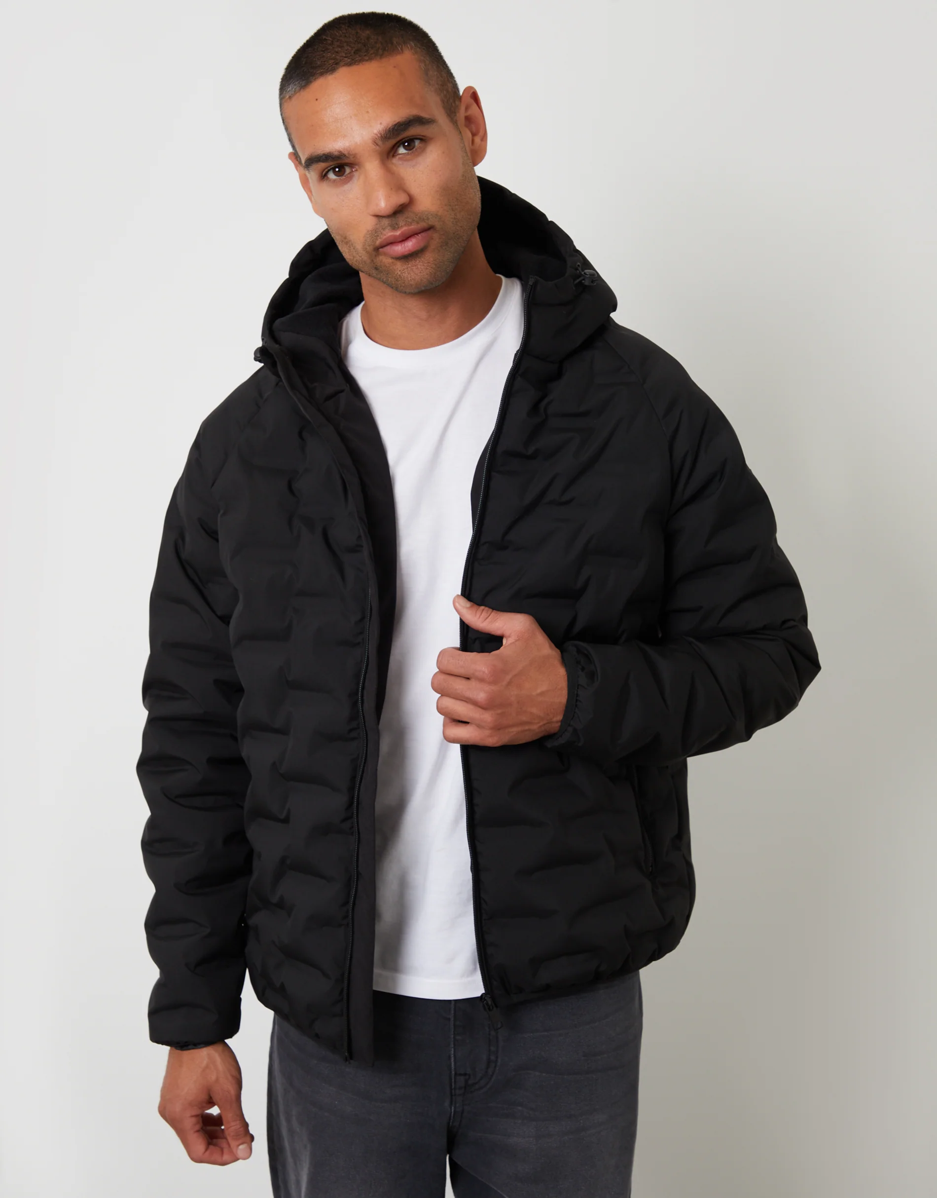 Hooded Quilted Jacket in Black