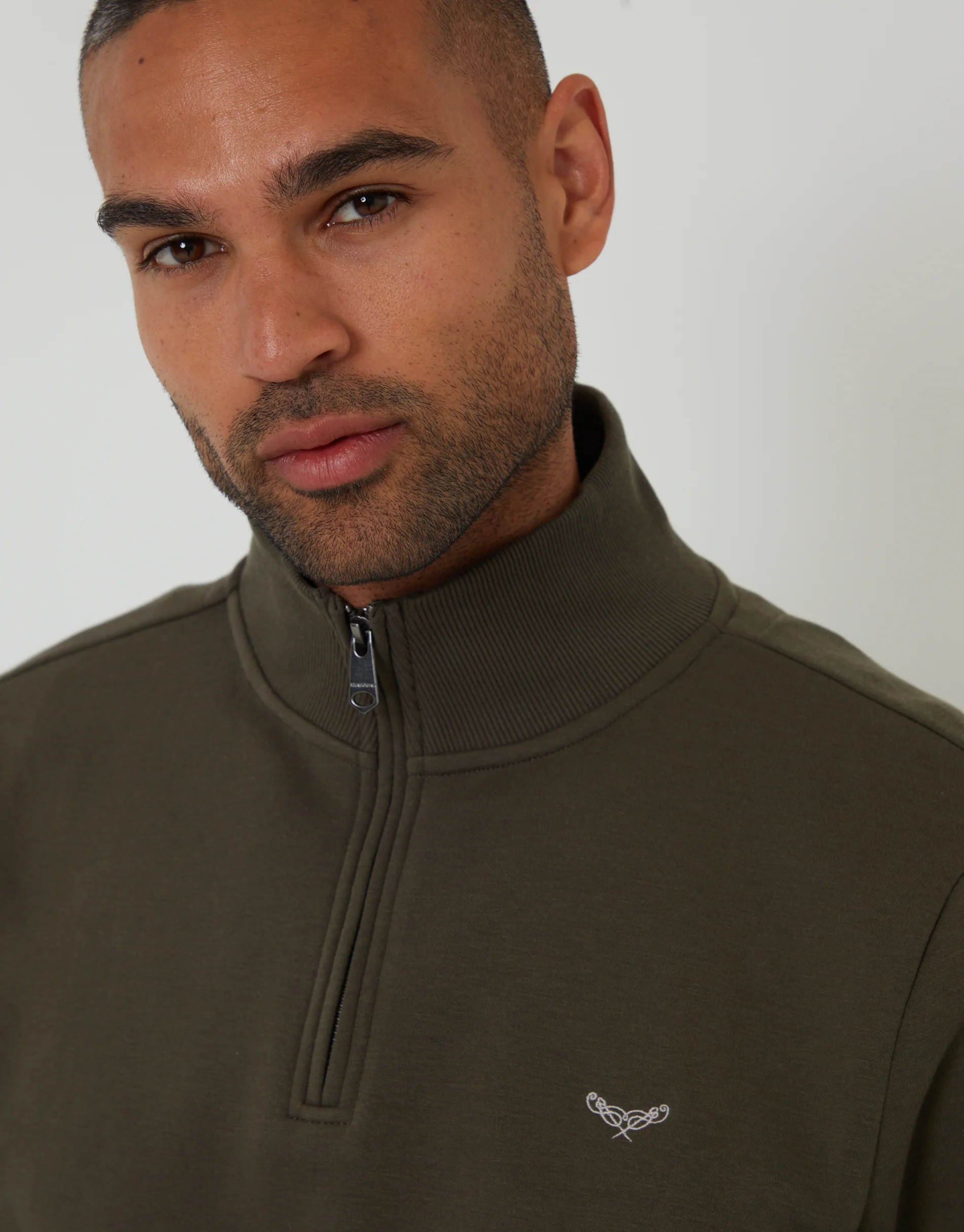 2 Pack Quarter Zip Sweatshirts in Black & Khaki Green - Image 5
