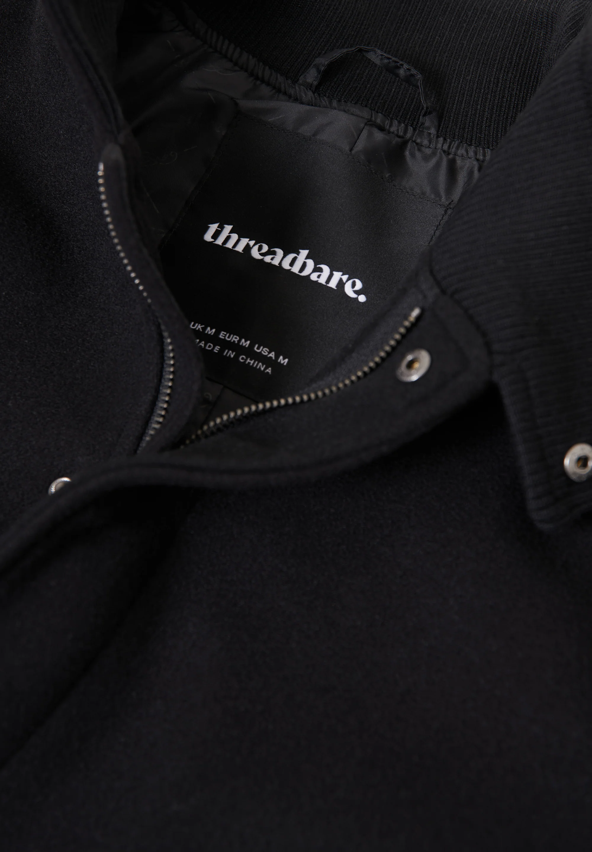 Longline Faux Wool Funnel Neck Coat in Black - Image 5