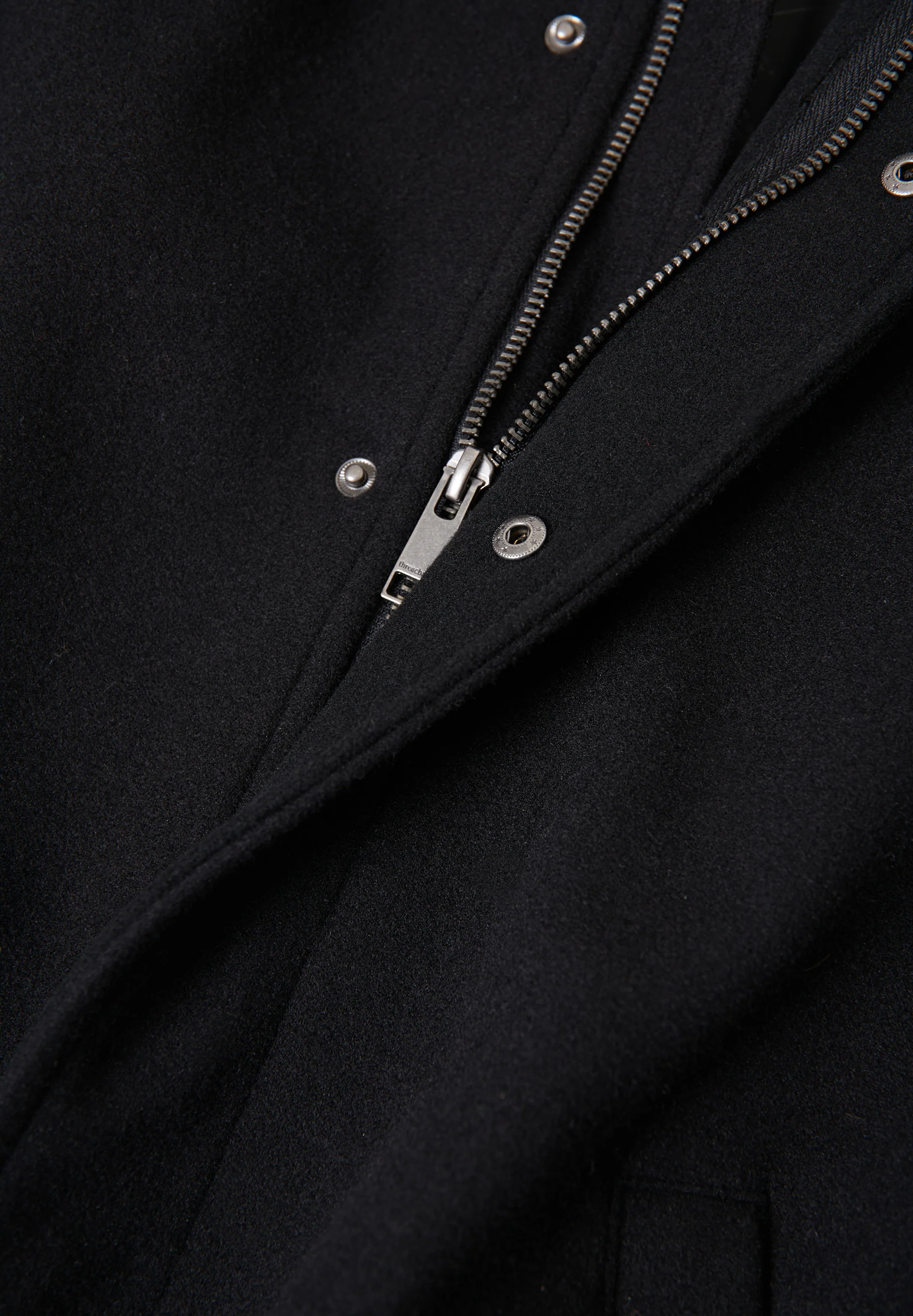 Longline Faux Wool Funnel Neck Coat in Black - Image 6