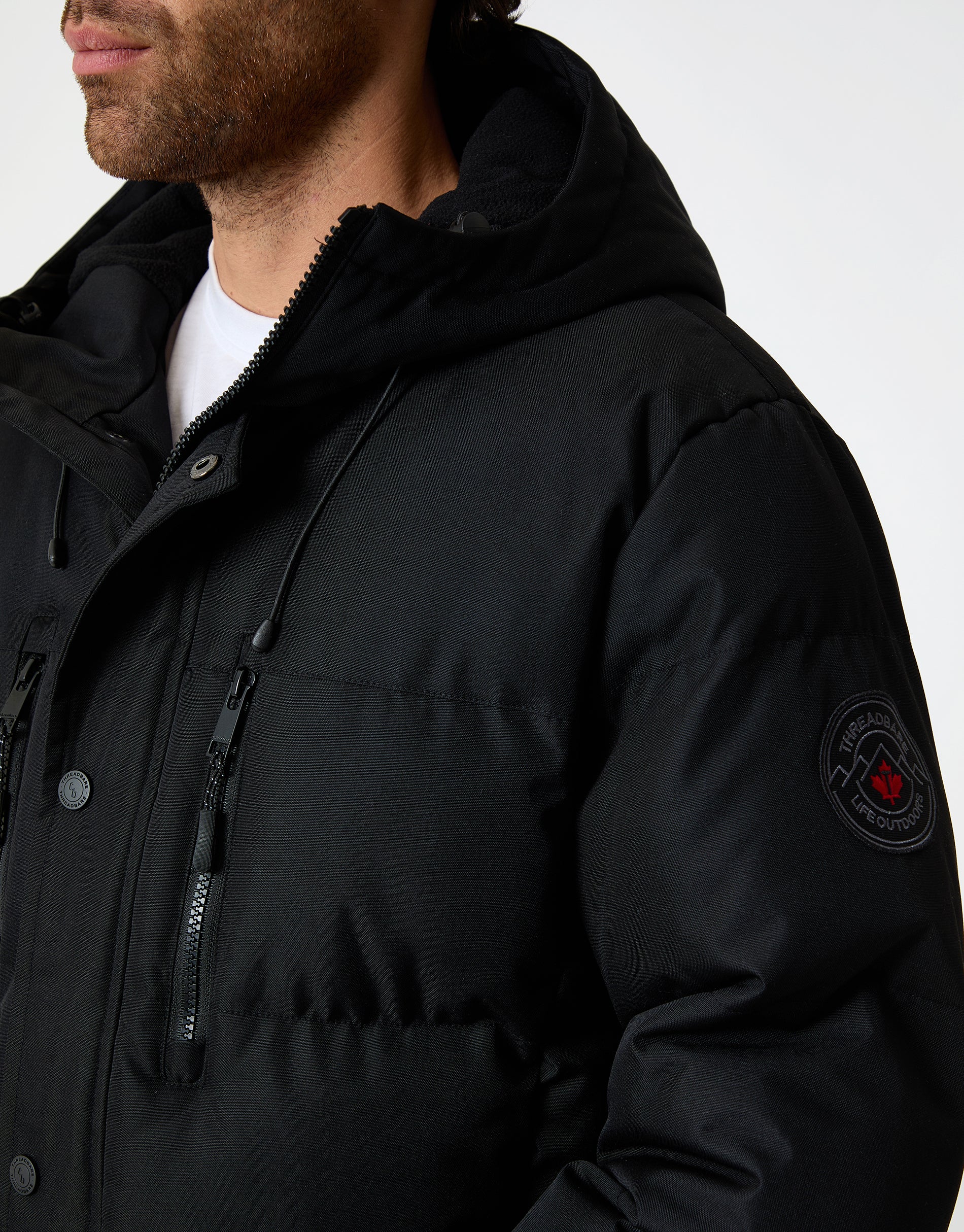 Longline Puffer Coat in Black - Image 4