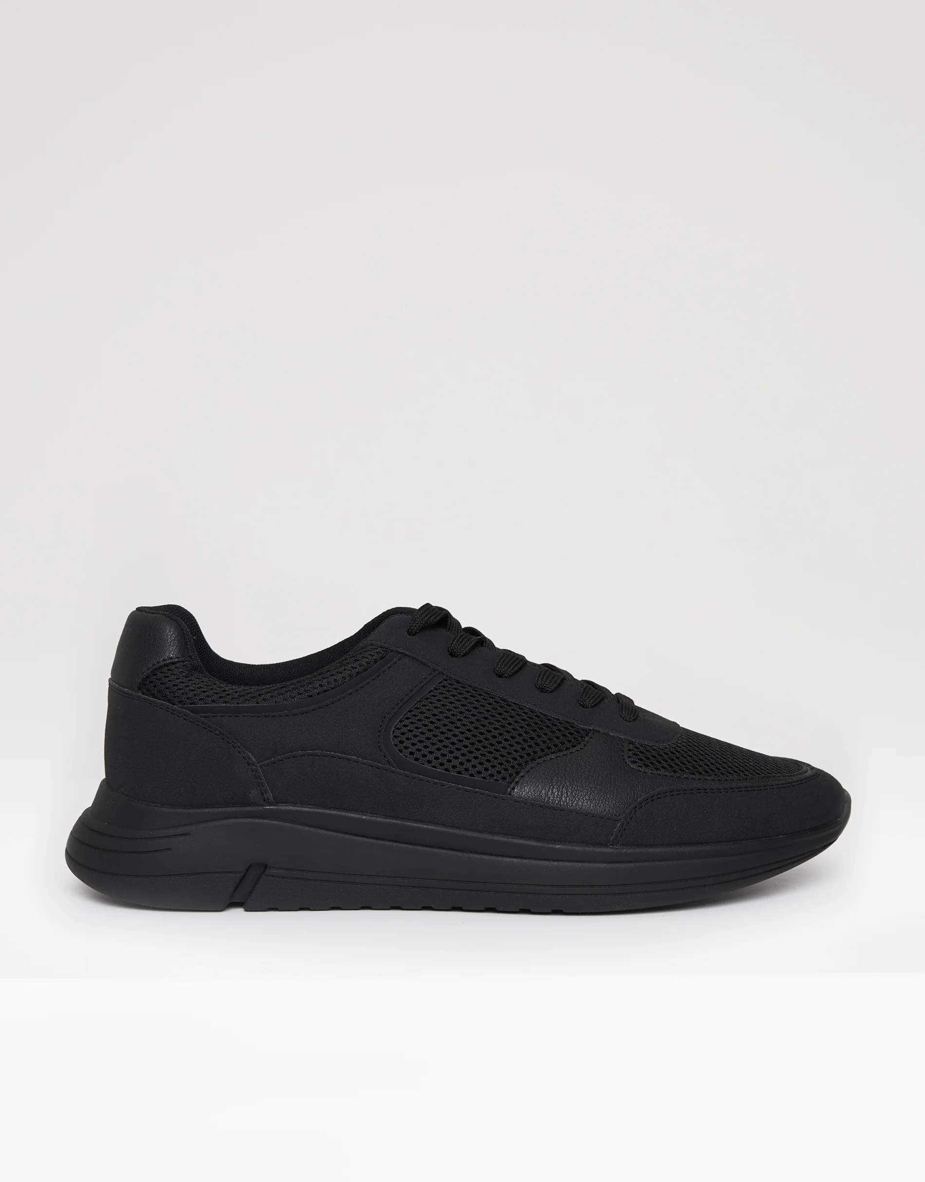 Mixed Material Trainers in Black