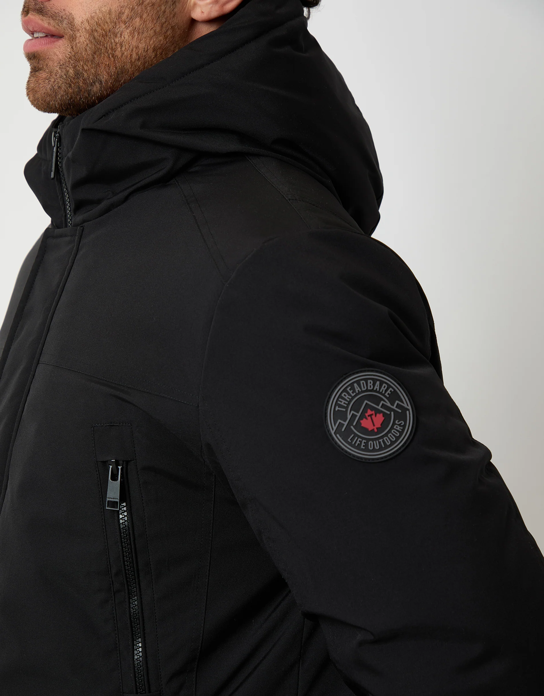 Mock Inner Longline Utility Coat in Black - Image 4