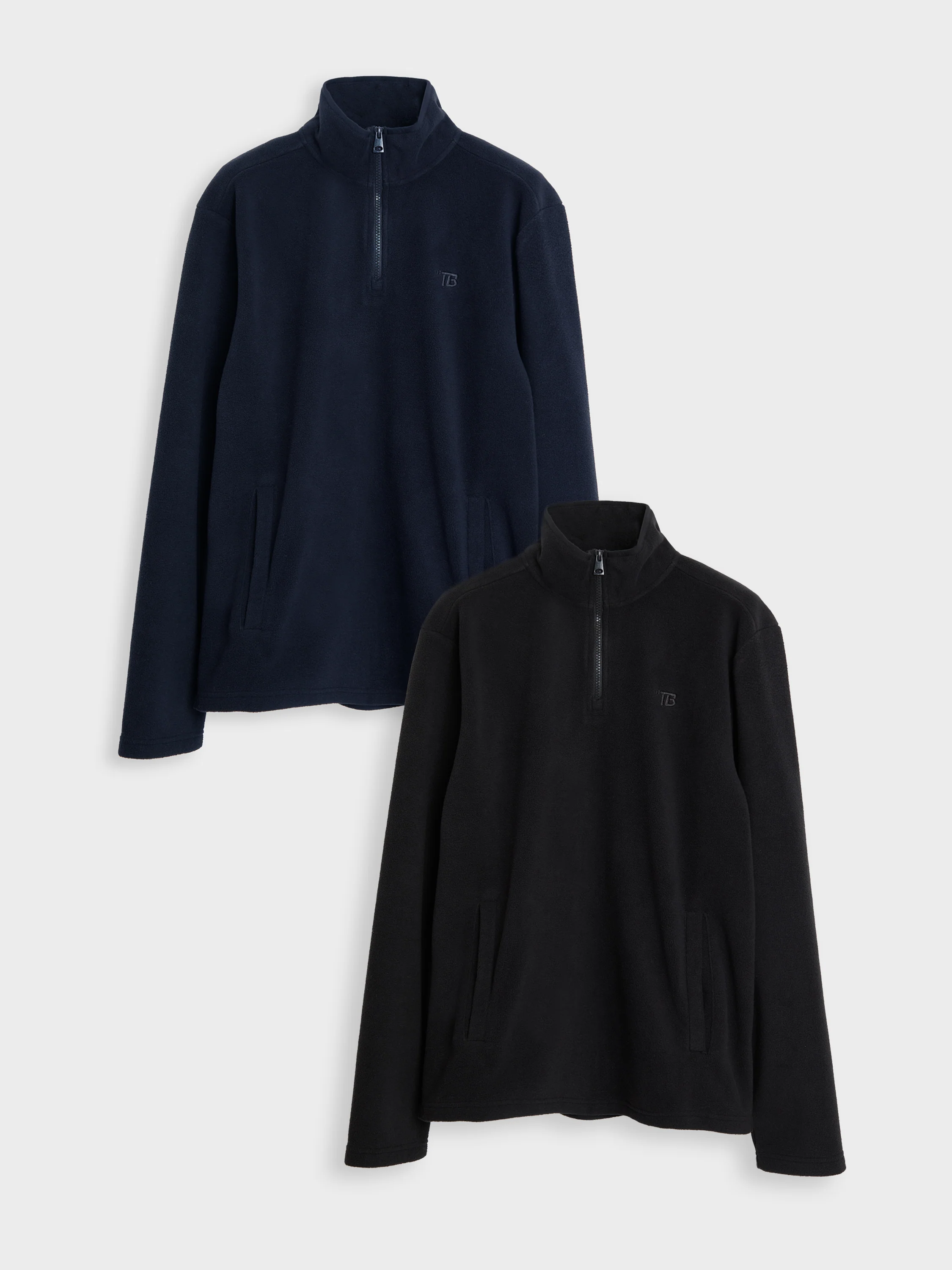 2 Pack Quarter Zip Microfleece Sweatshirts in Black & Navy