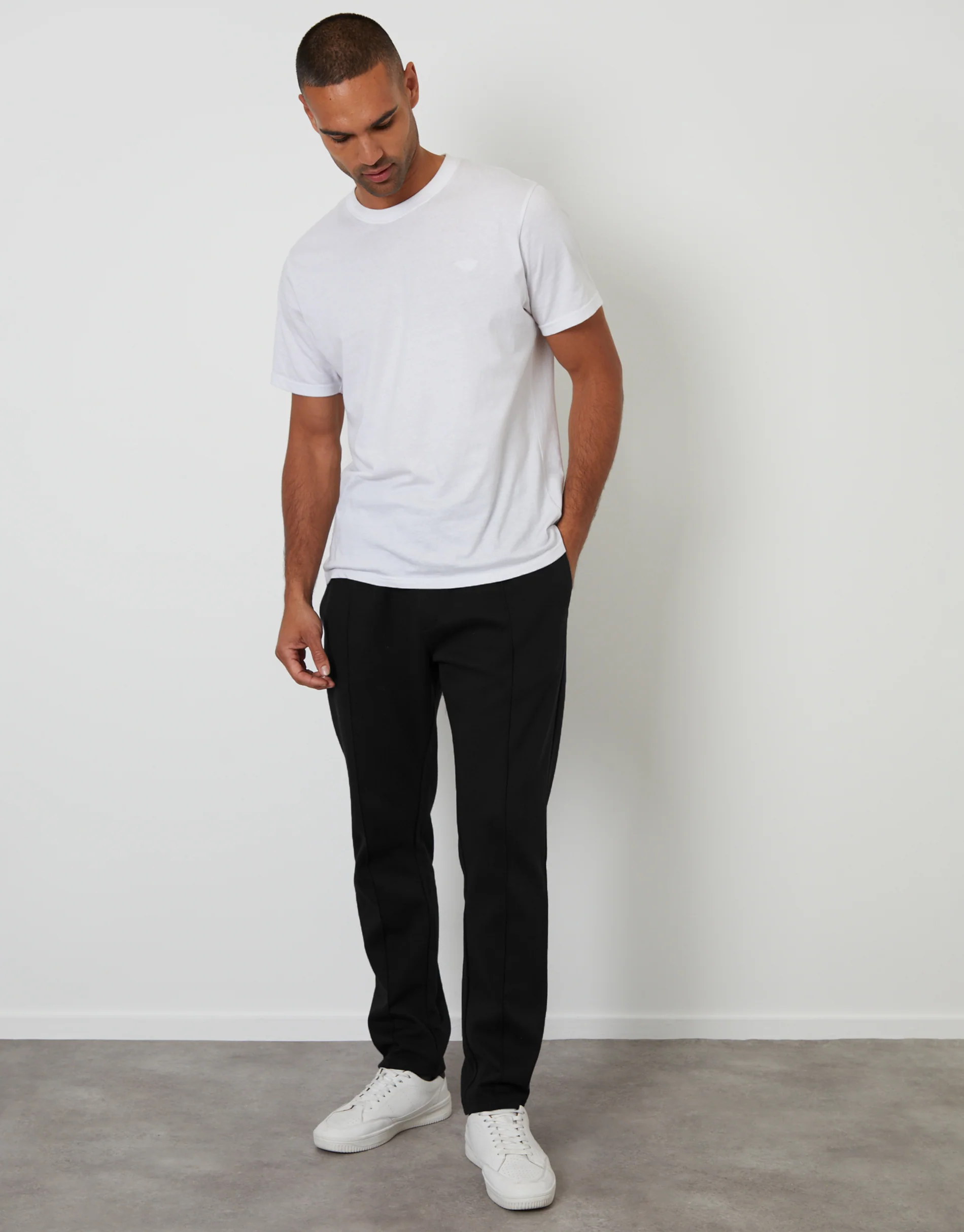 Pintuck Pique Joggers in Black