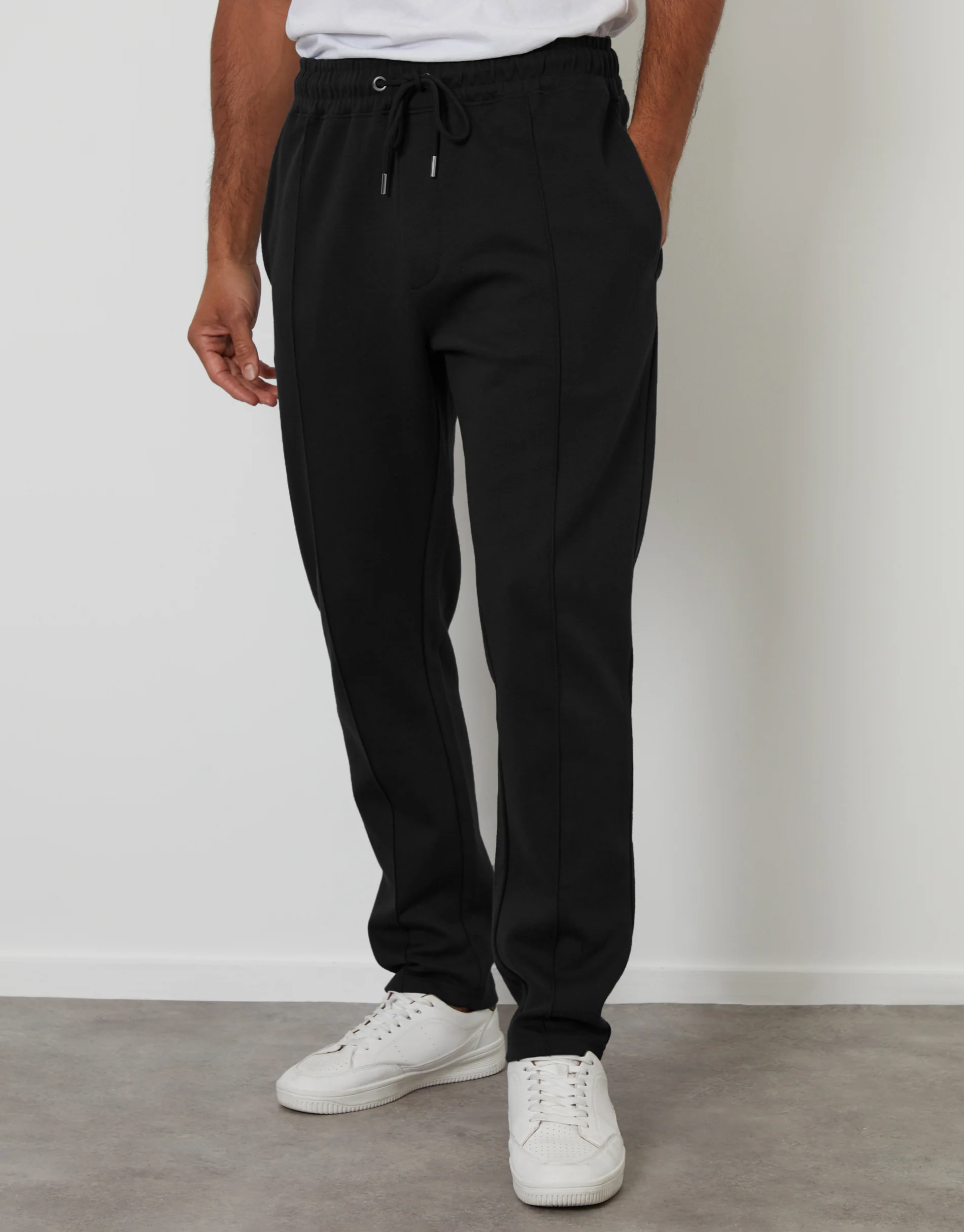 Pintuck Pique Joggers in Black - Image 2