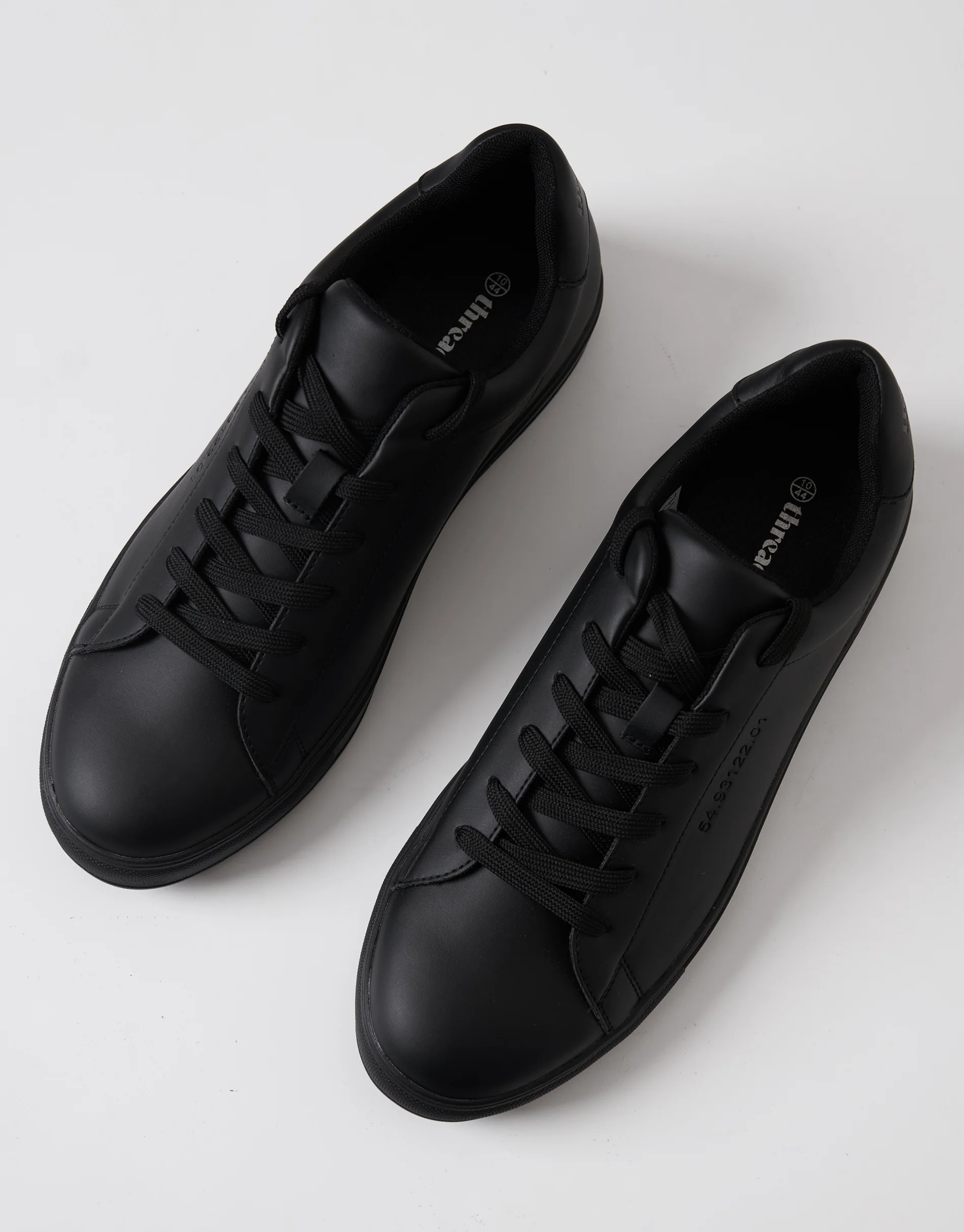 PU Court Trainers in Black - Image 2