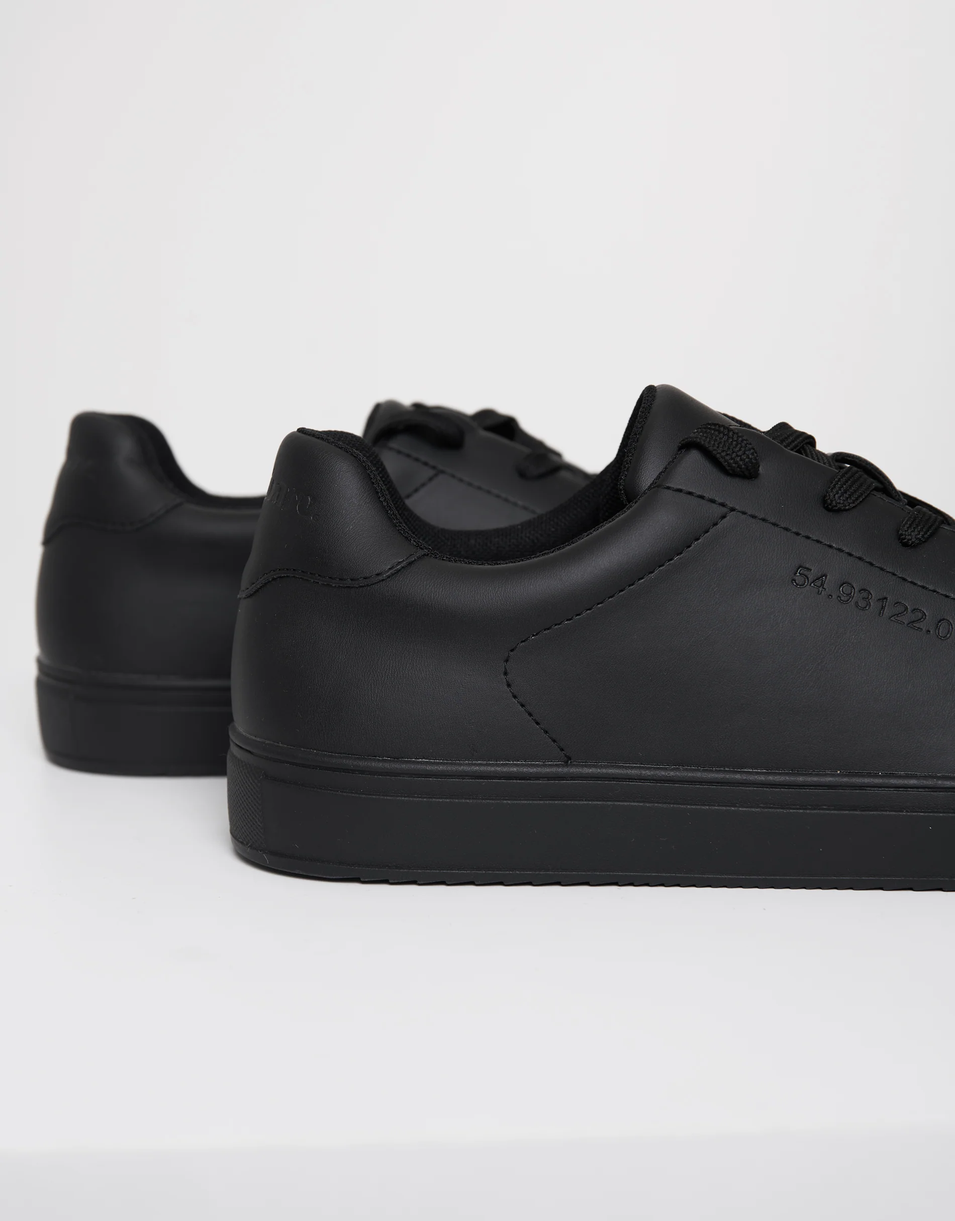 PU Court Trainers in Black - Image 4