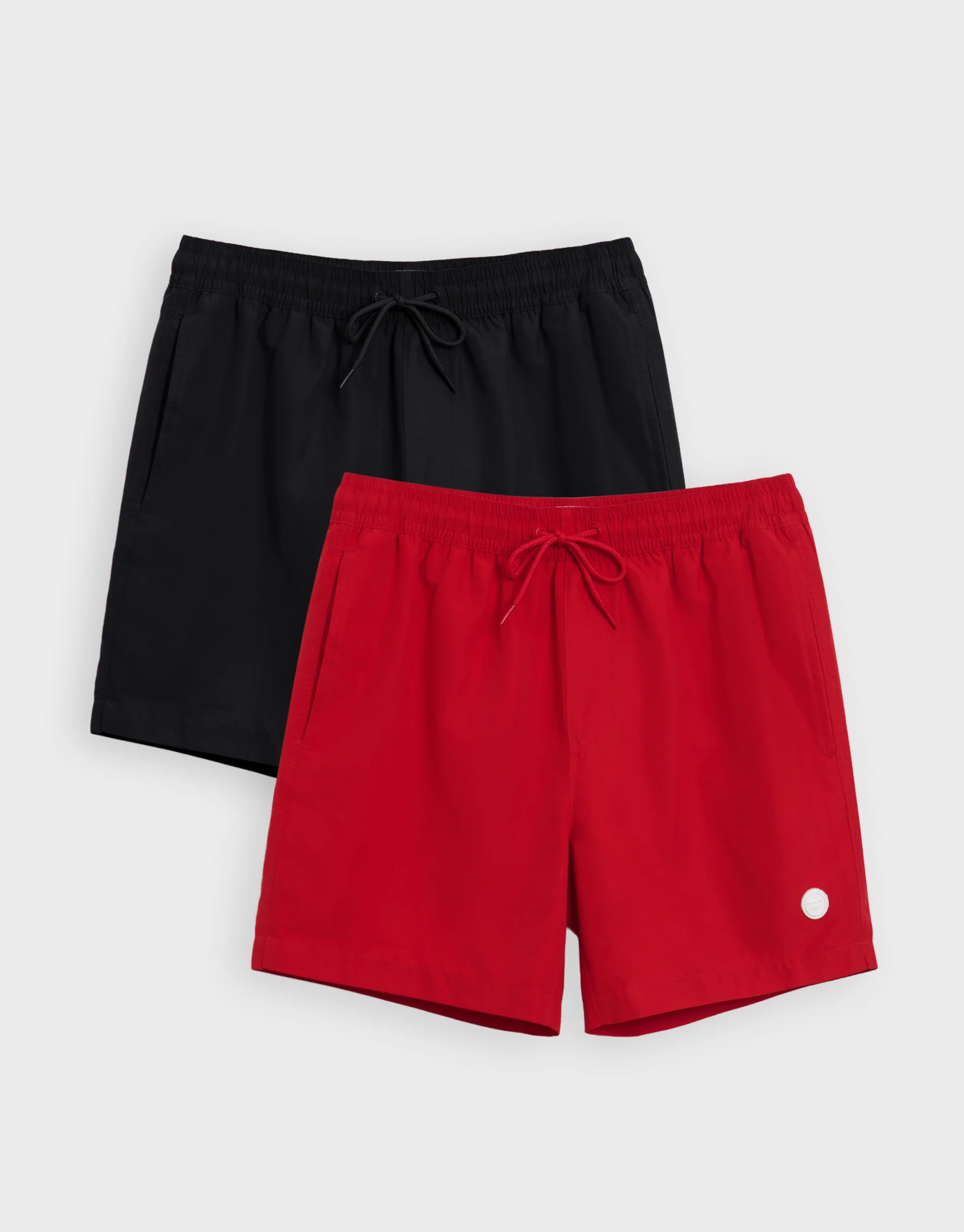 2 Pack Quick Dry Swim Shorts in Black & Red