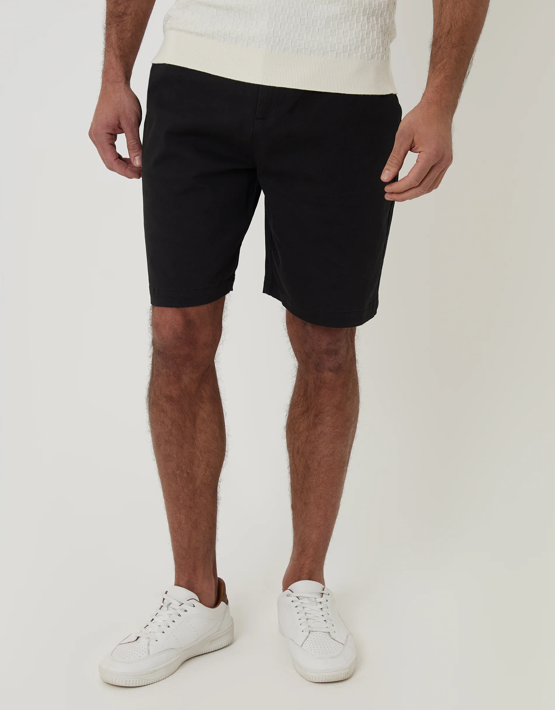 Regular Fit Stretch 3 Pocket Chino Shorts in Black - Image 2