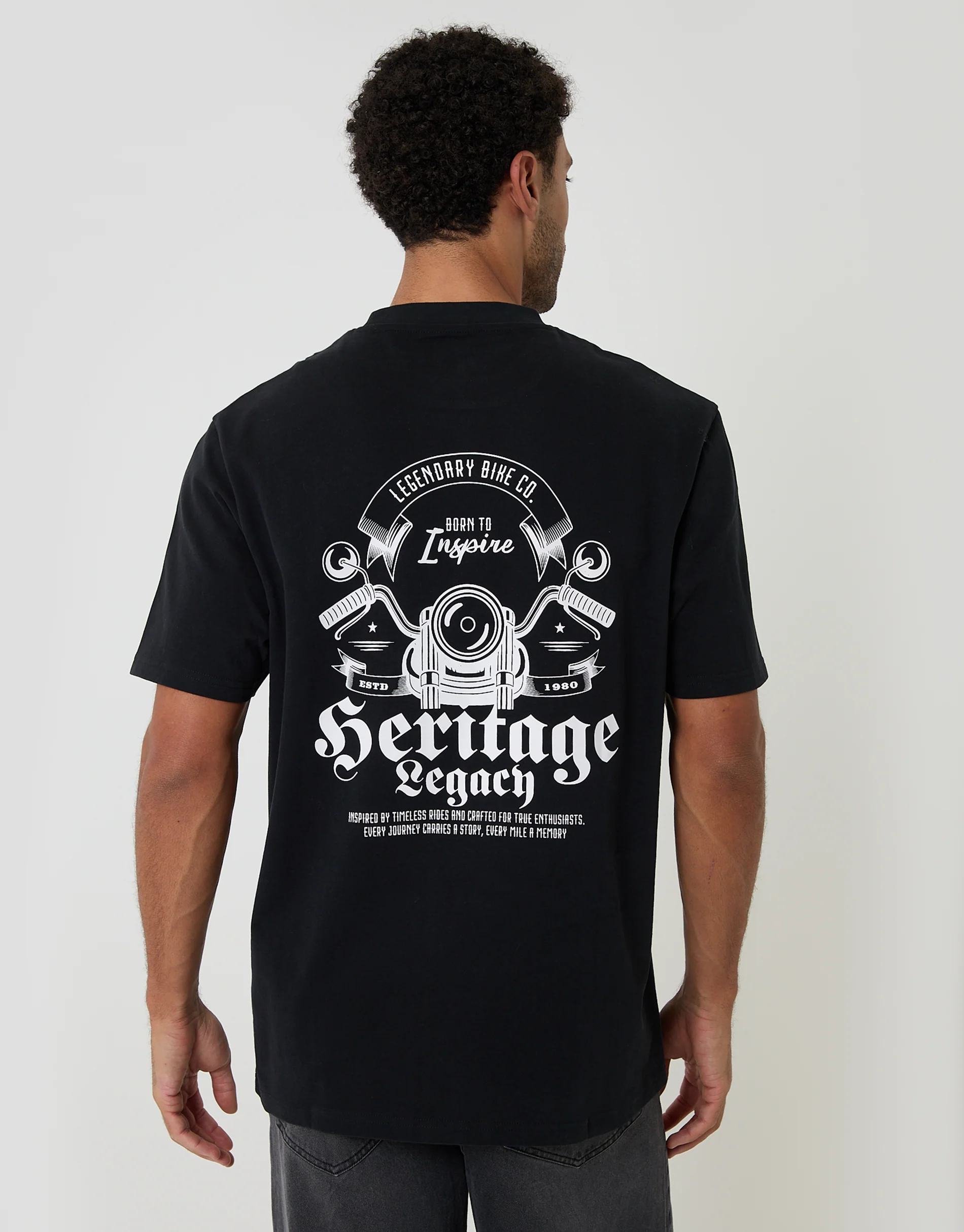 Relaxed Fit Inspire Peached Cotton T-Shirt in Black