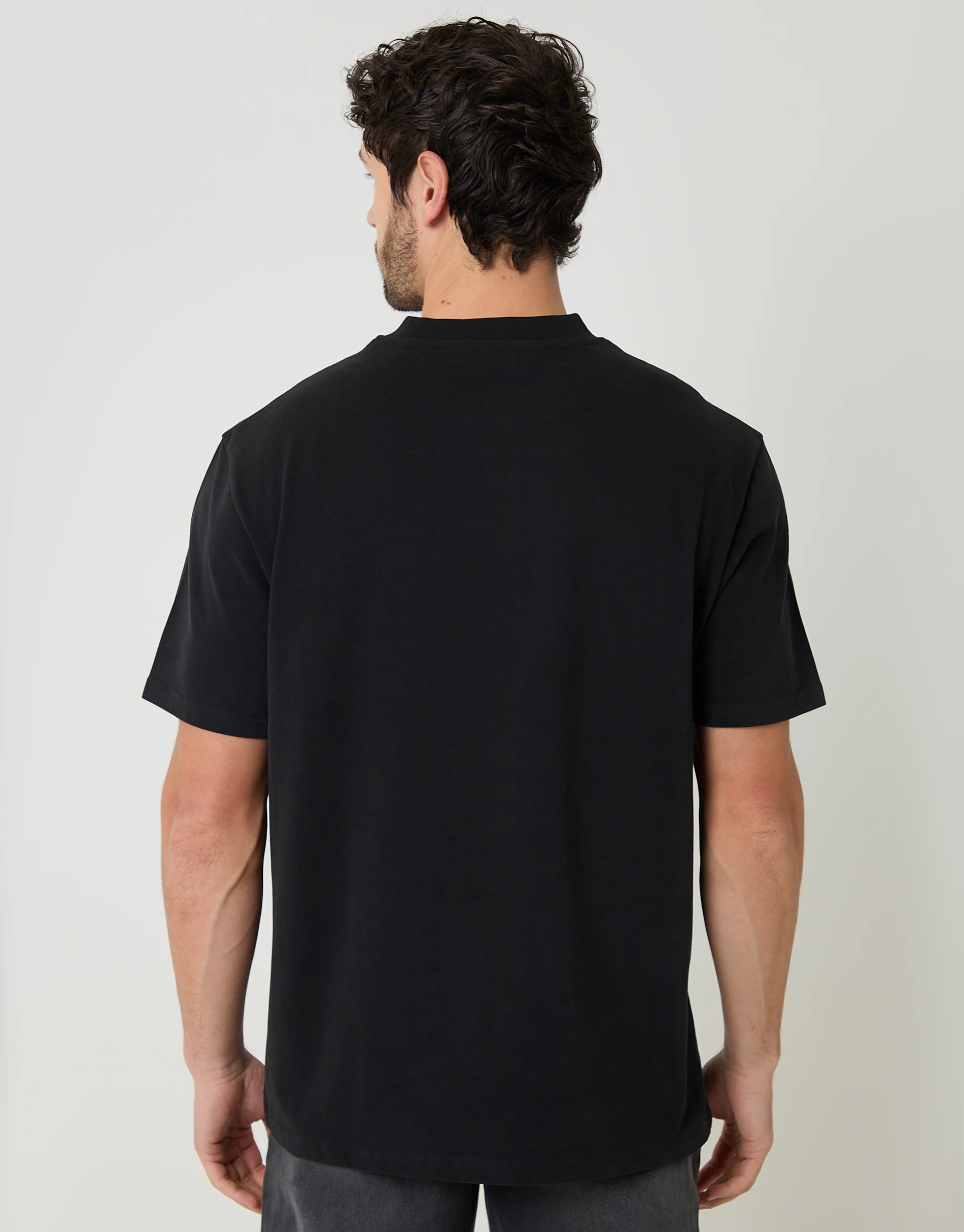 Relaxed Fit Peached Cotton T-Shirt in Black - Image 2
