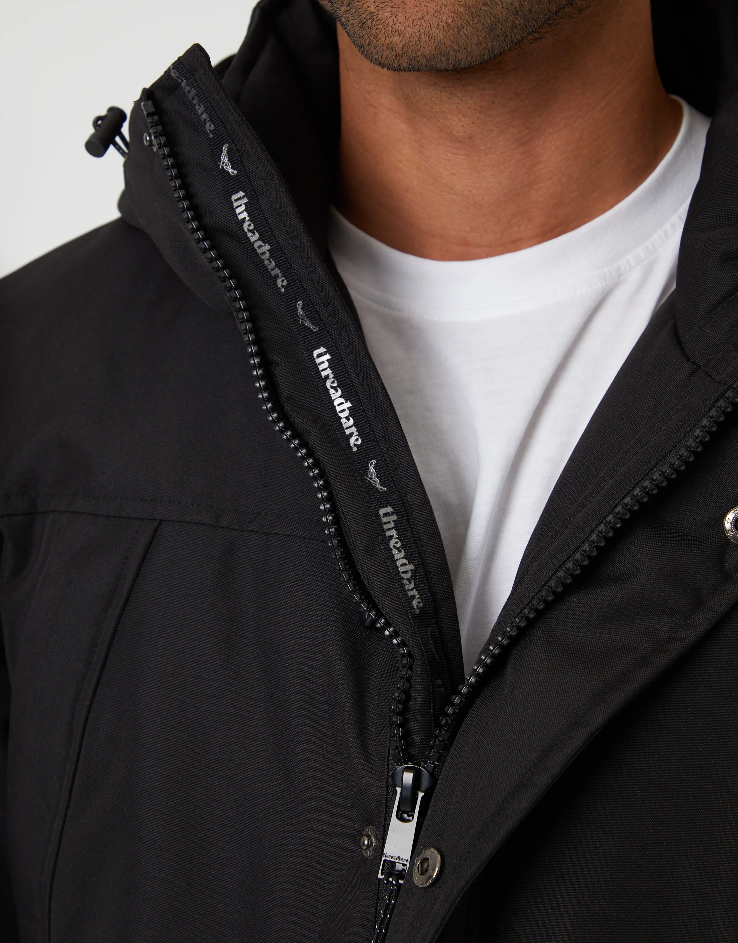 Showerproof Longline Hooded Padded Jacket in Black - Image 5