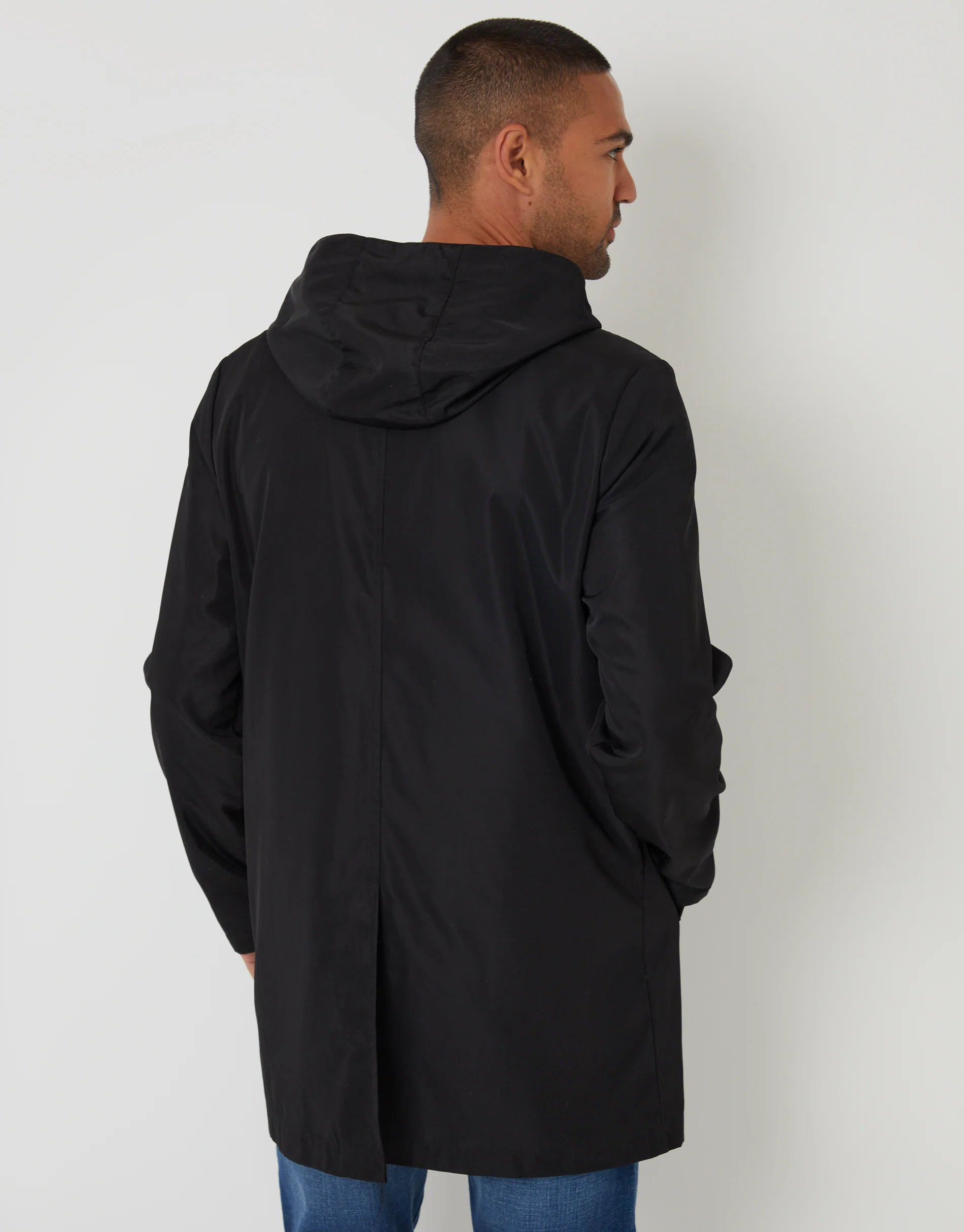 Showerproof Zip Up Hooded Raincoat in Black - Image 2
