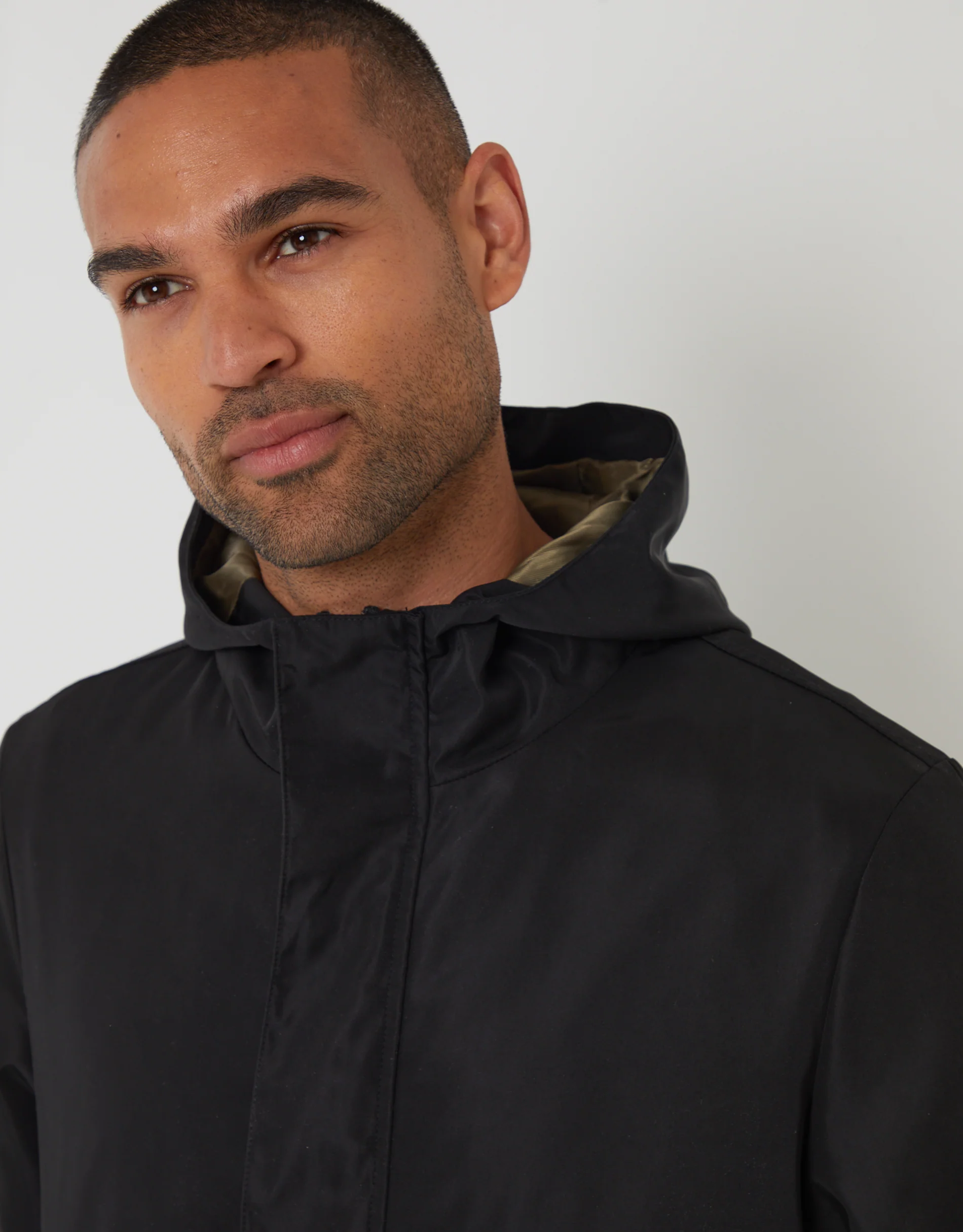Showerproof Zip Up Hooded Raincoat in Black - Image 4