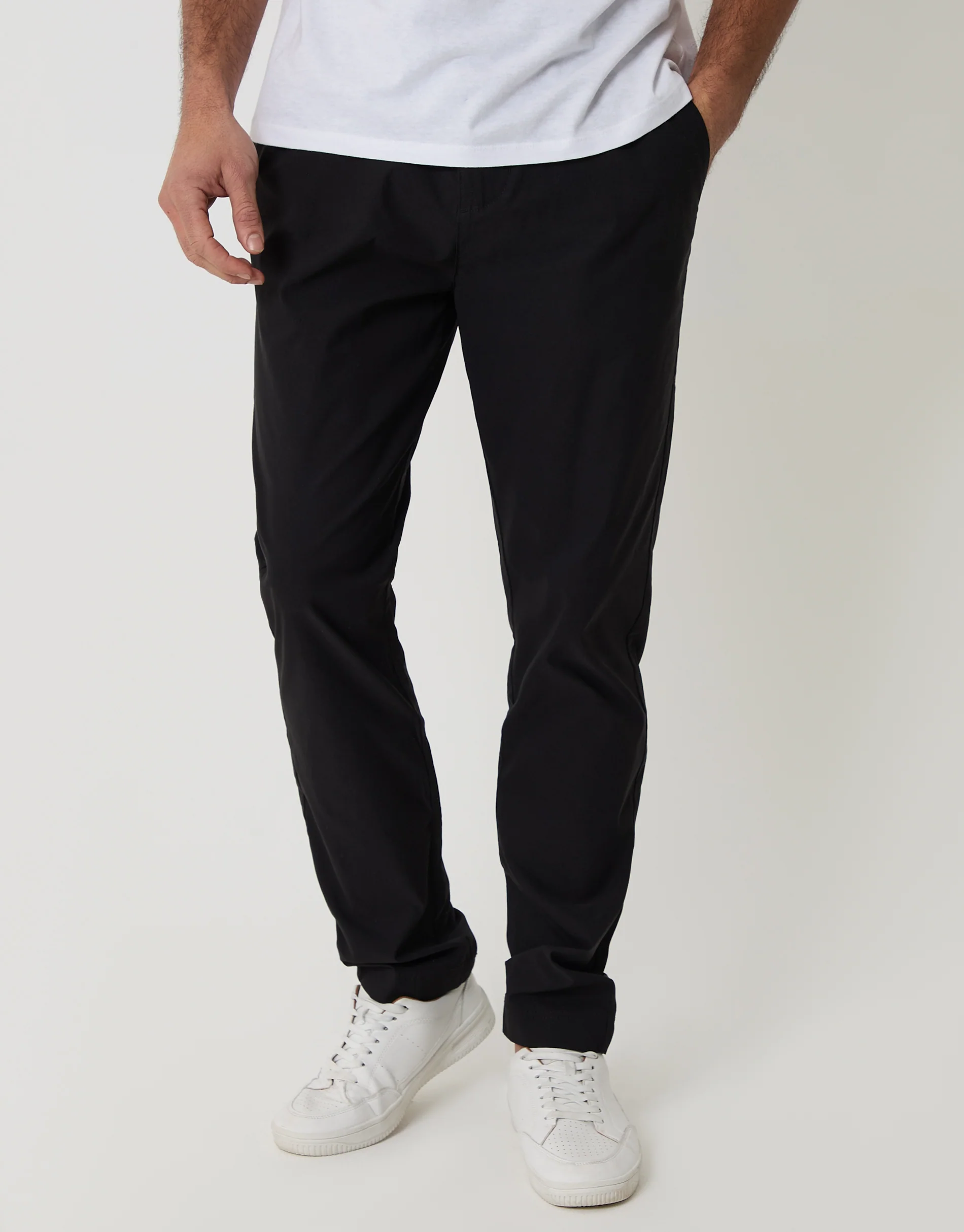 Slim Fit Stretch Trousers in Black - Image 2