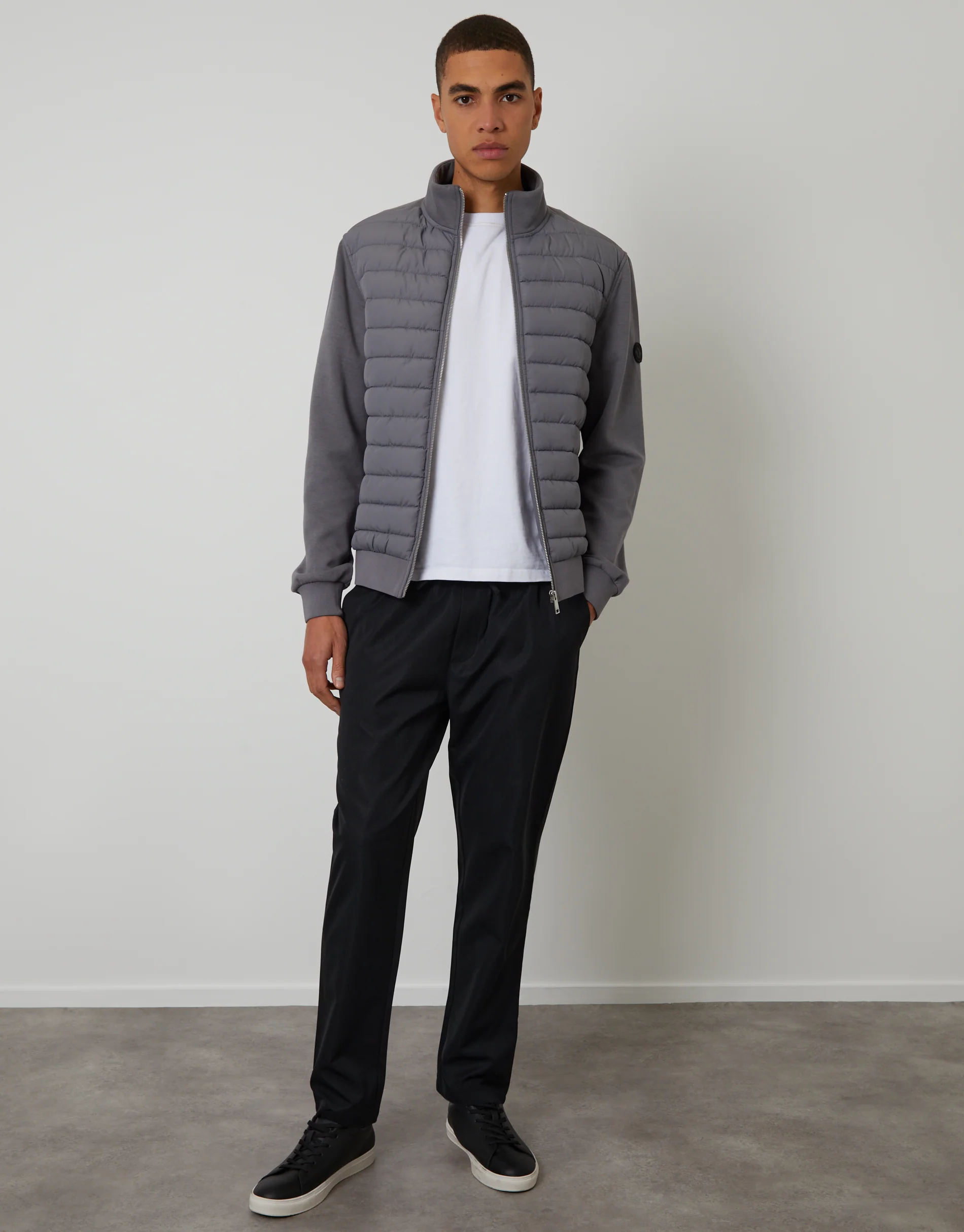 Straight Fit Drawcord Trousers in Black