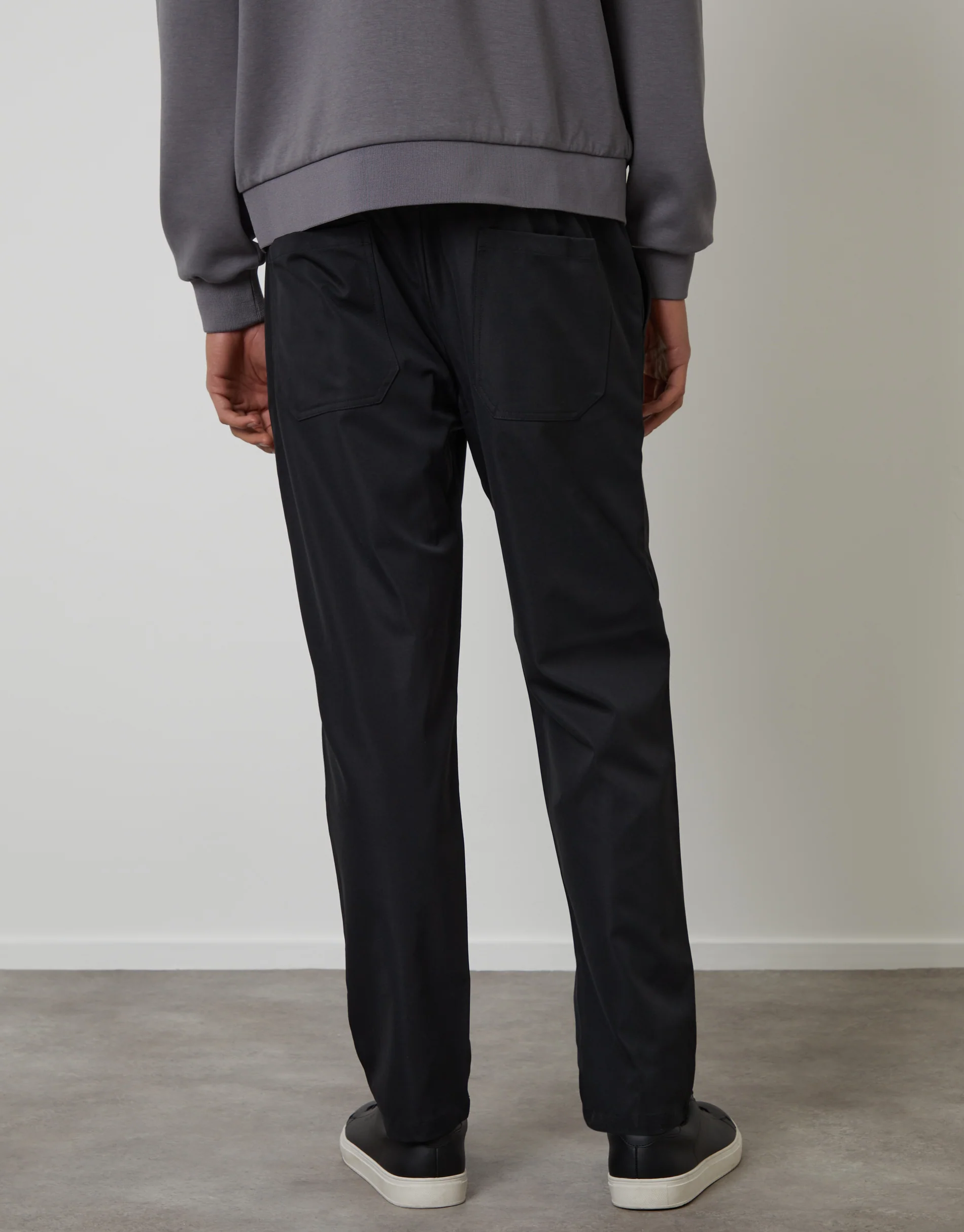 Straight Fit Drawcord Trousers in Black - Image 3