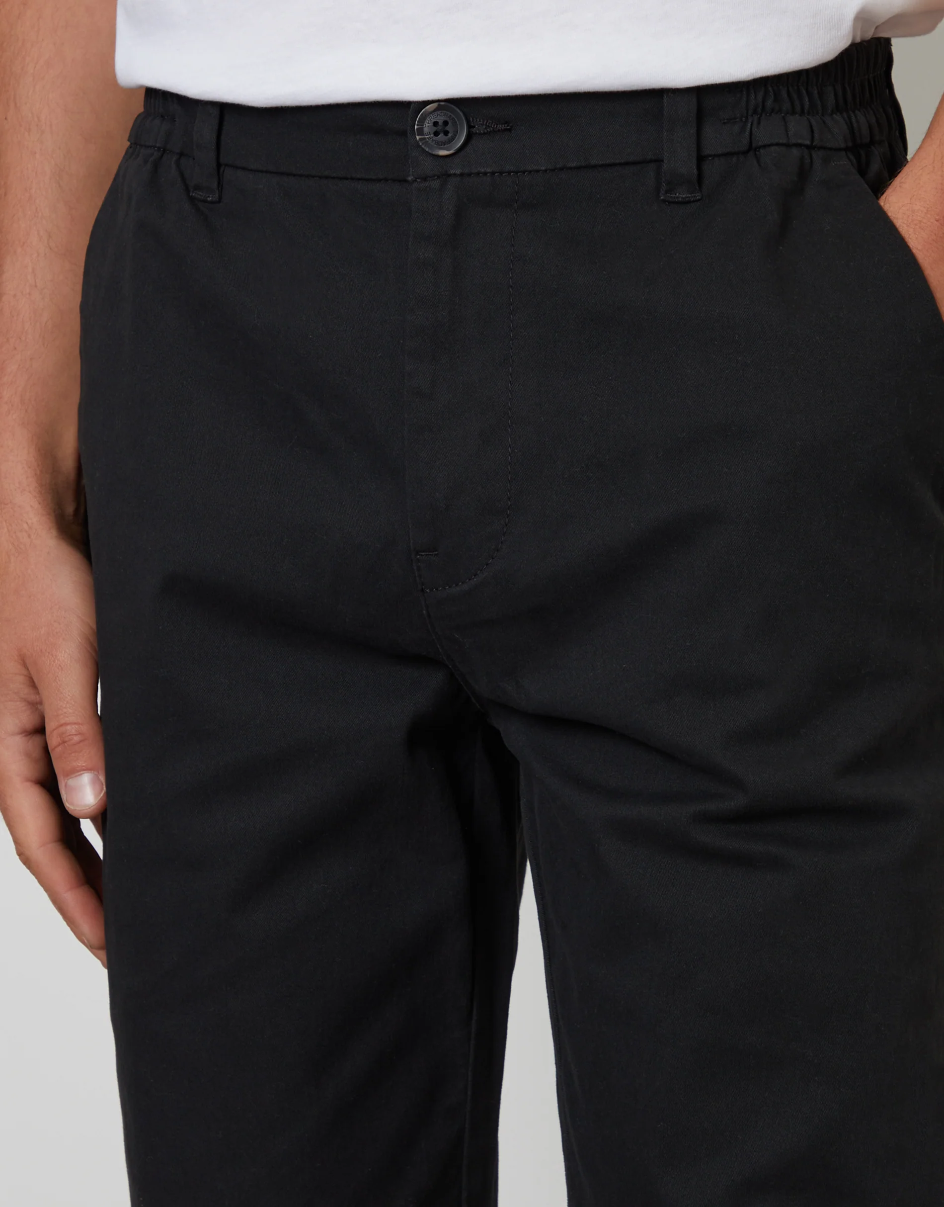 Straight Leg Stretch Waist Chino Trousers in Black - Image 4
