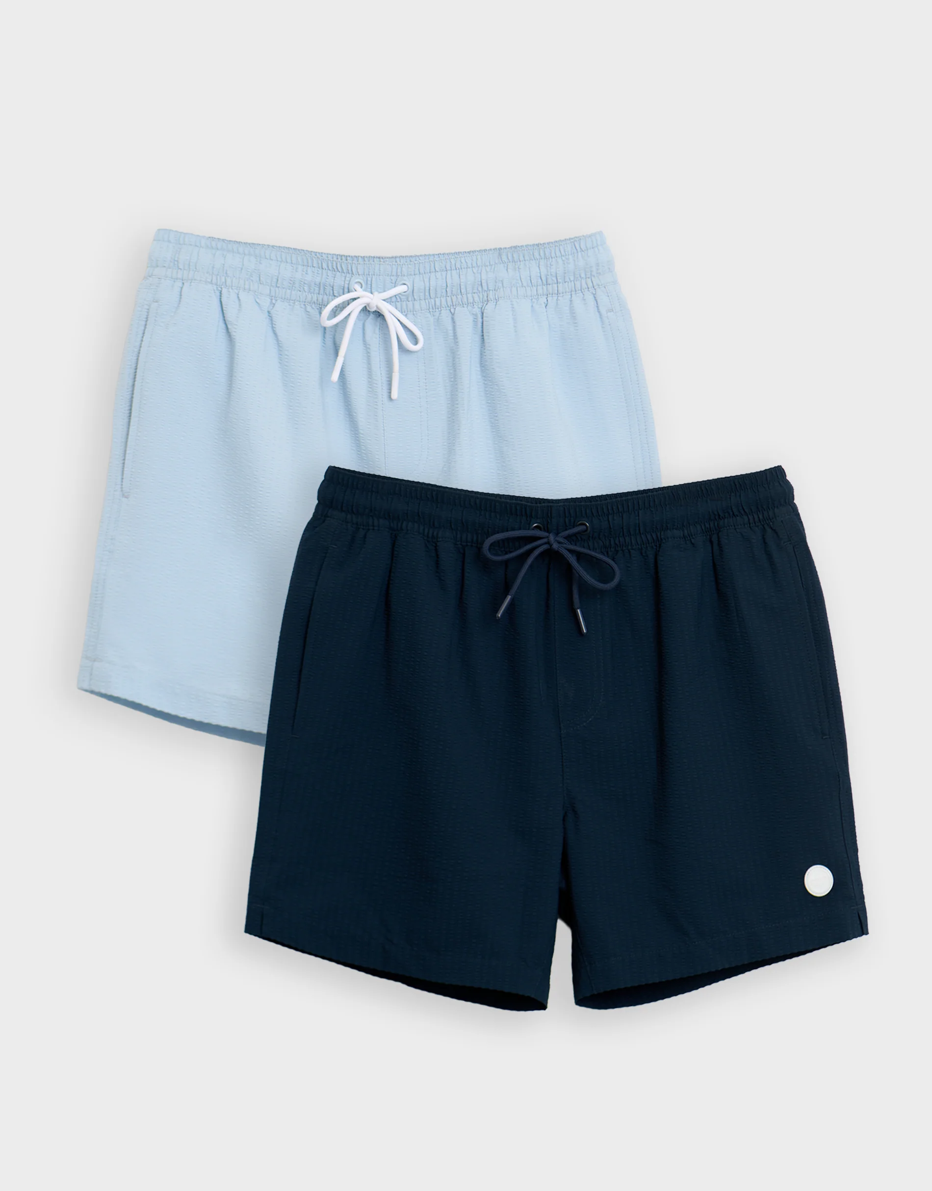 2 Pack Seersucker Swim Shorts in Blue Stripe