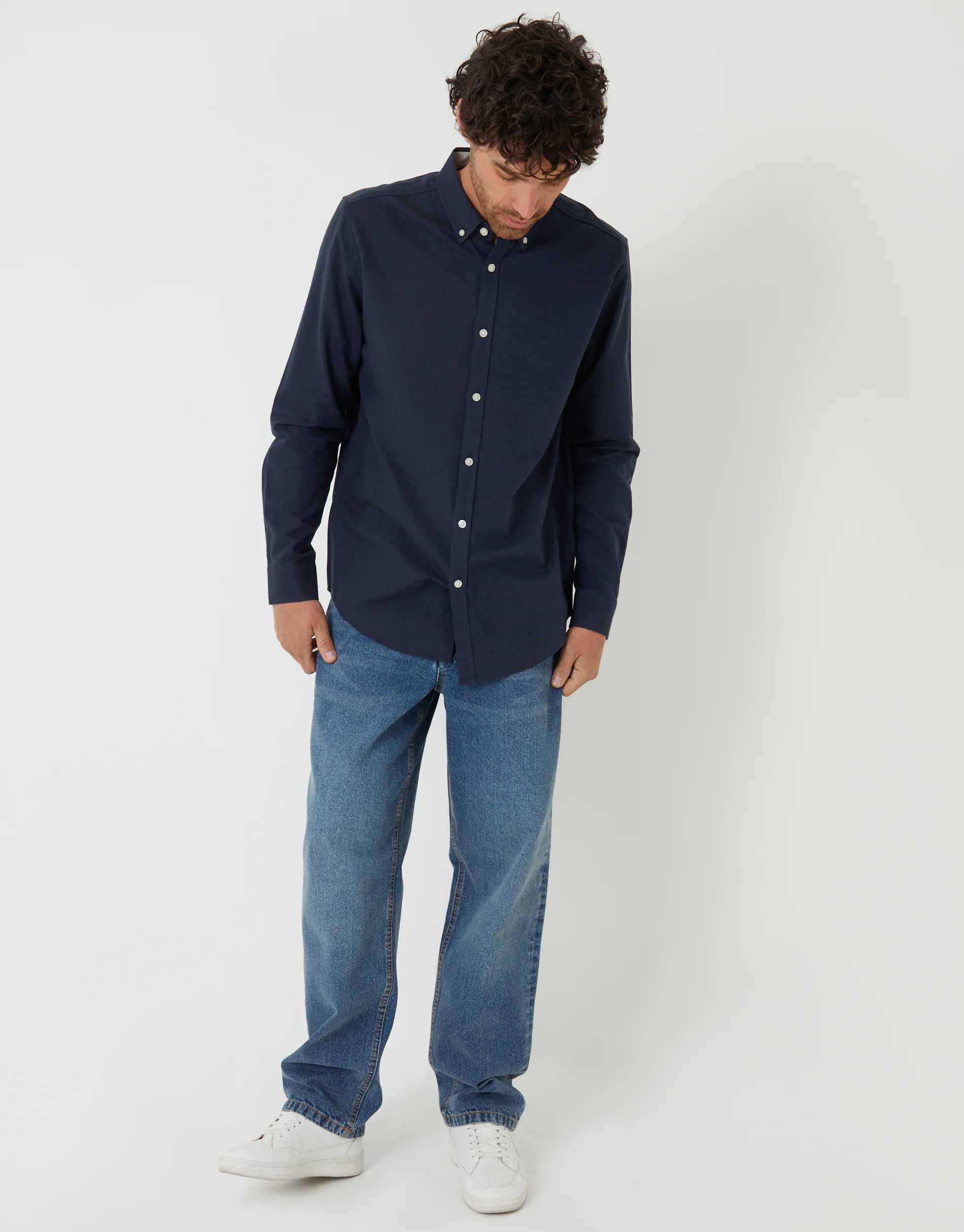 Cotton Long Sleeve Shirt in Blue - Image 3