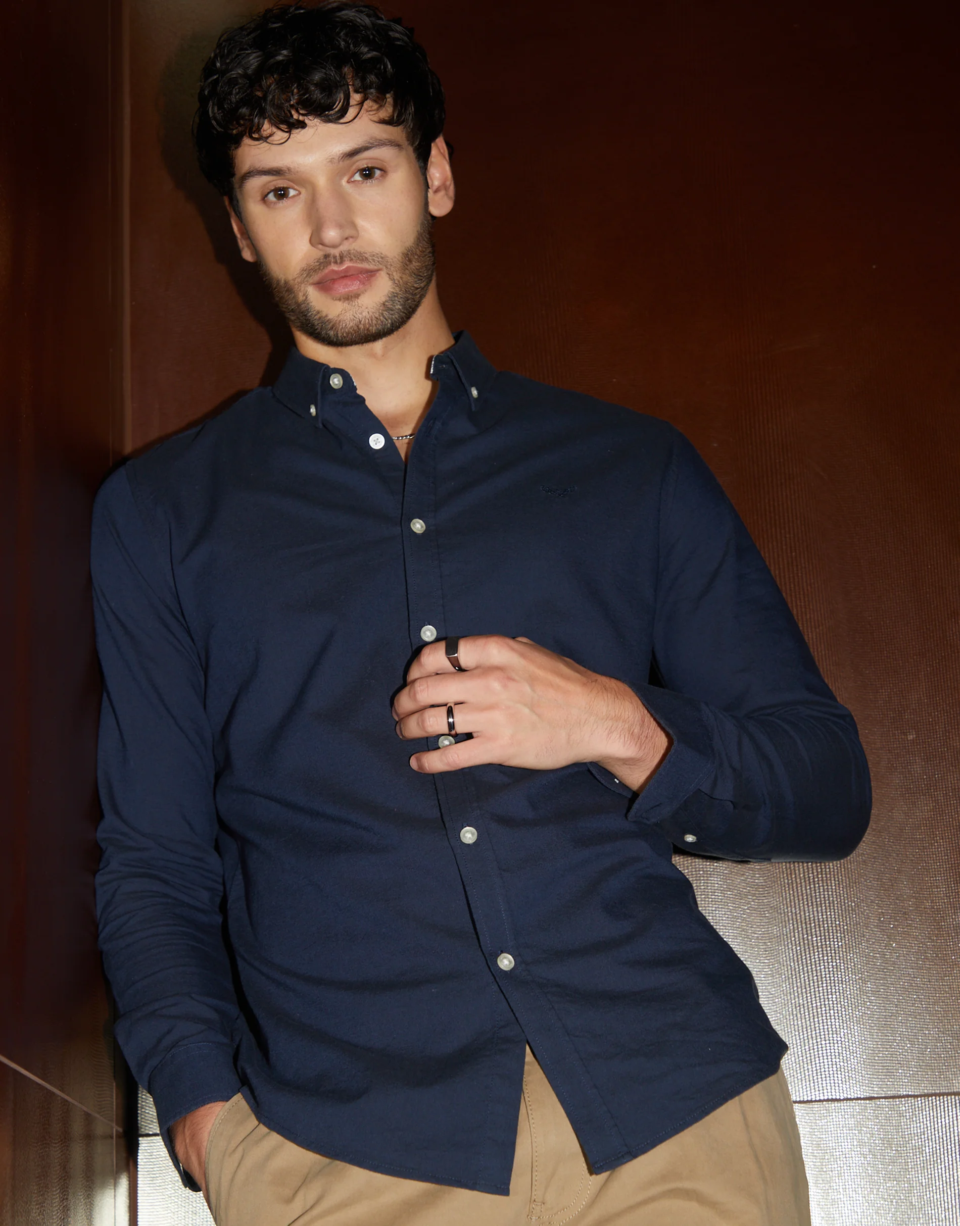 Cotton Long Sleeve Shirt in Blue - Image 5