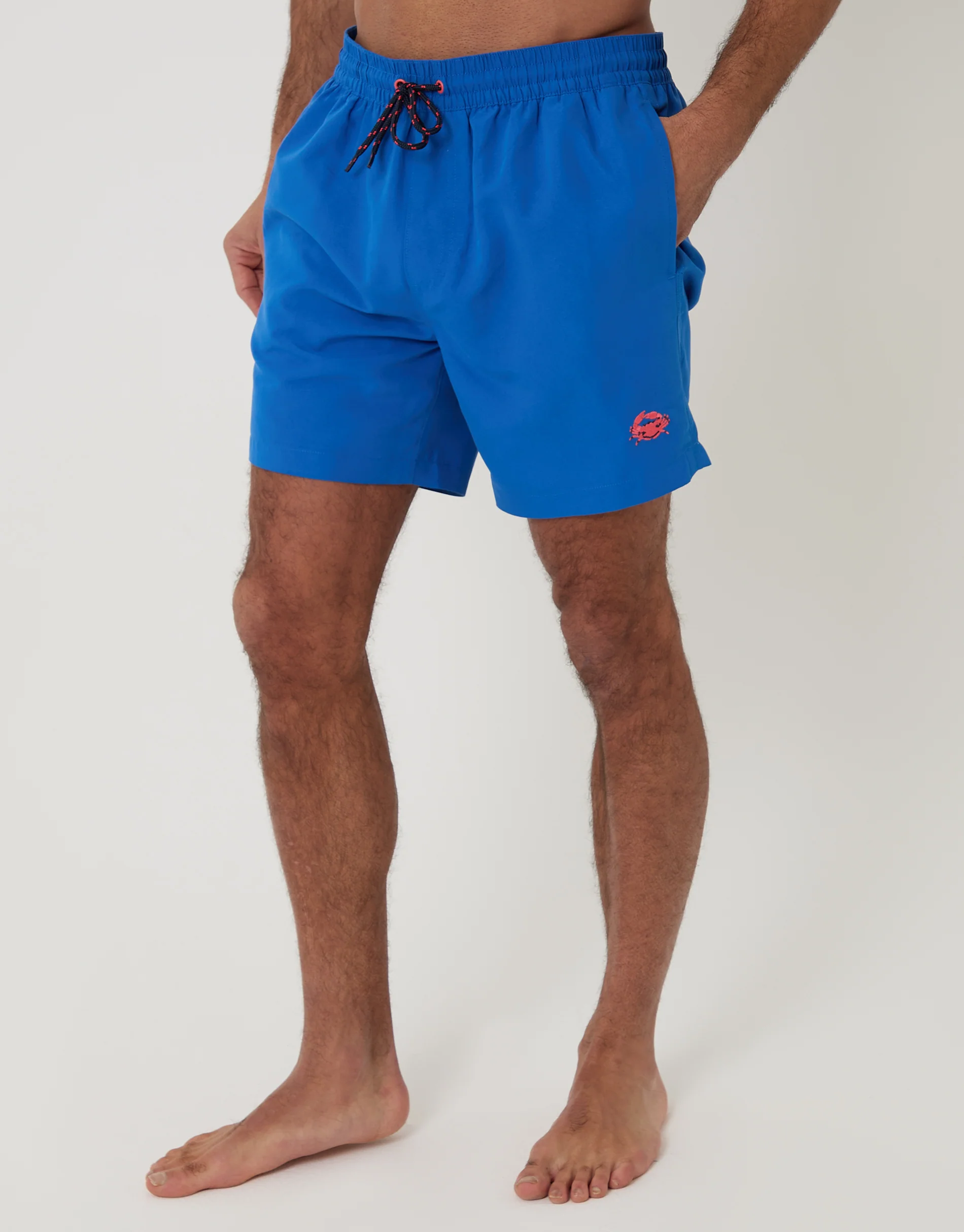 Crab Embroidered Quick Dry Swim Shorts in Blue
