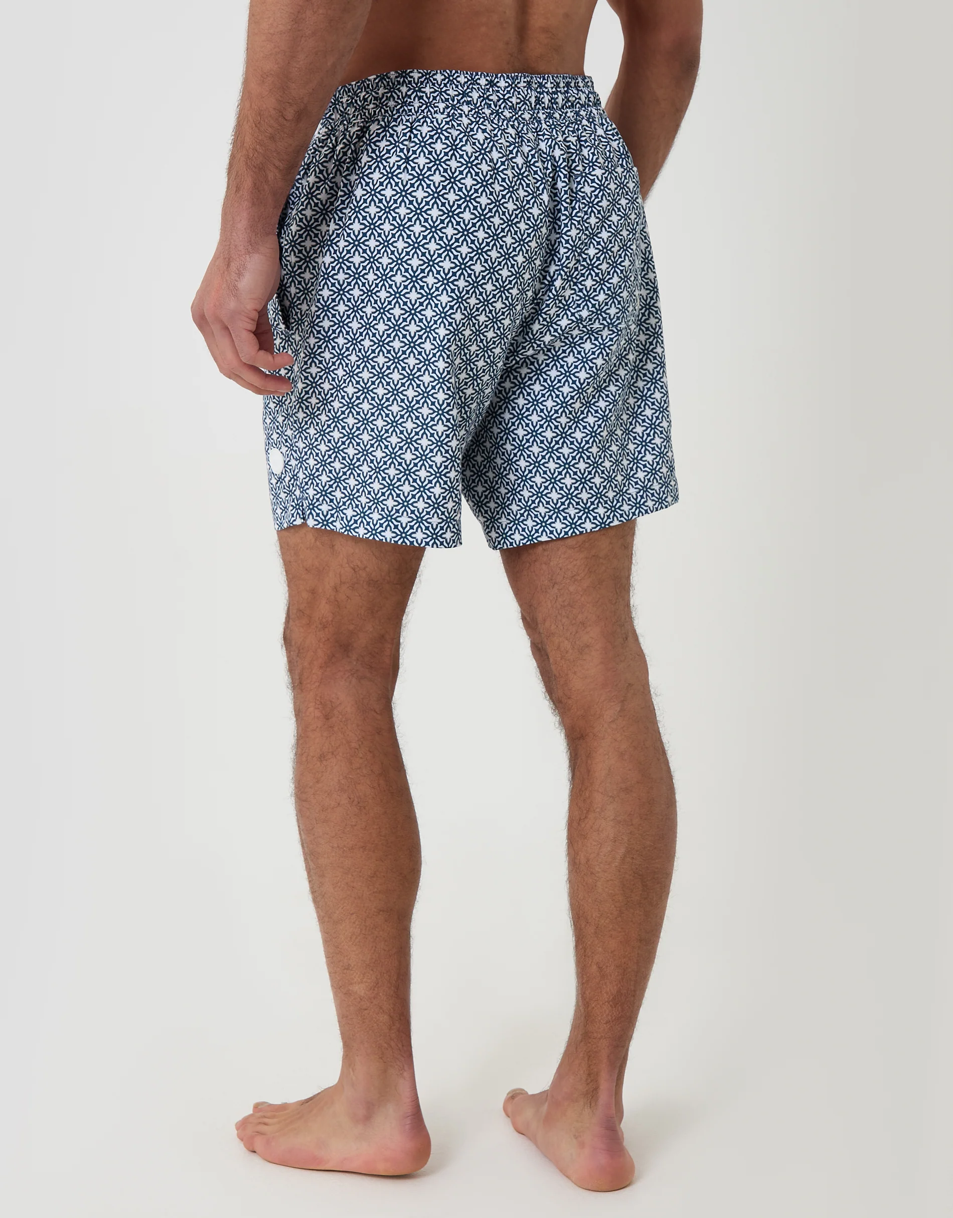 Geo Tile Print Quick Dry Swim Shorts in Blue - Image 2
