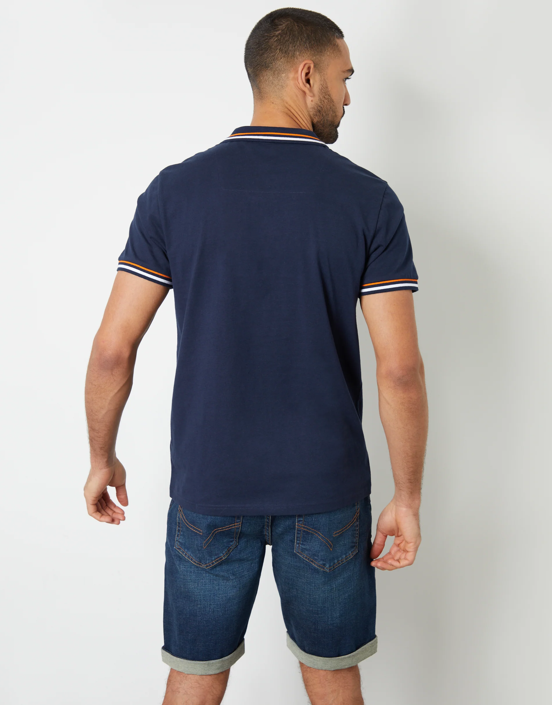 3 Pack Contrast Tipping Hidden Placket Polo Shirts in Blue Mix - Image 2