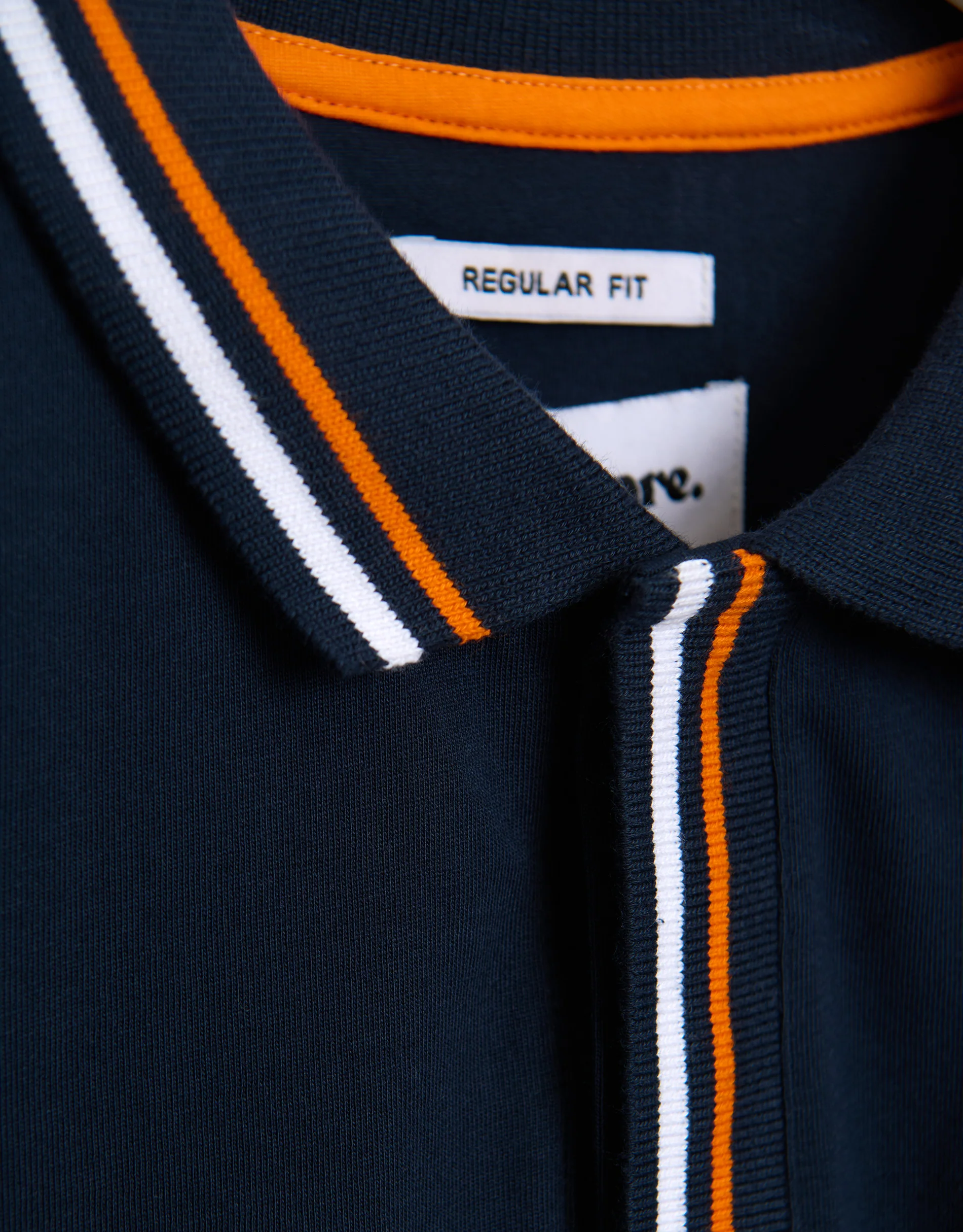 3 Pack Contrast Tipping Hidden Placket Polo Shirts in Blue Mix - Image 5