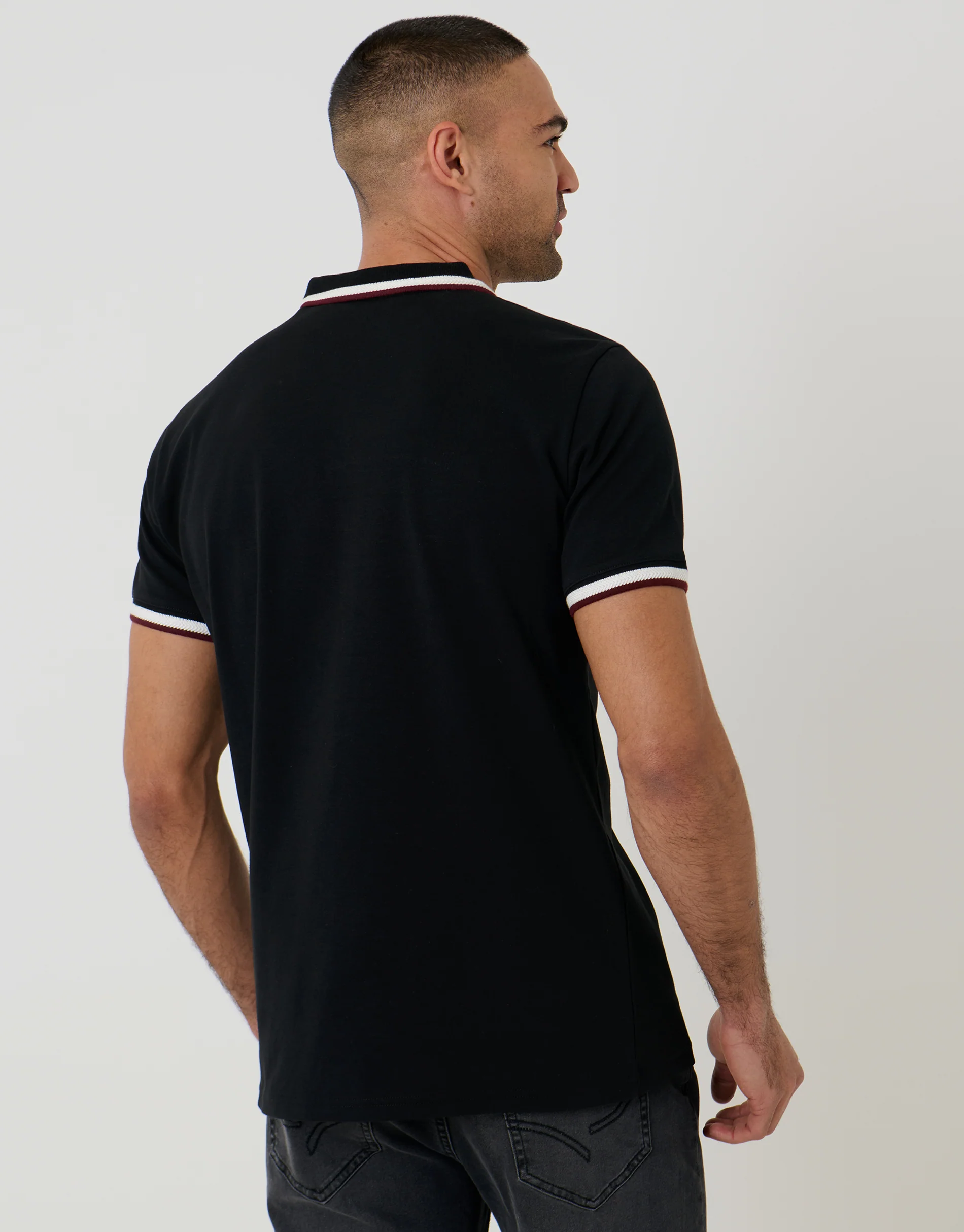 3 Pack Jet Pocket Contrast Tipping Polo Shirts in Blue Mix - Image 3