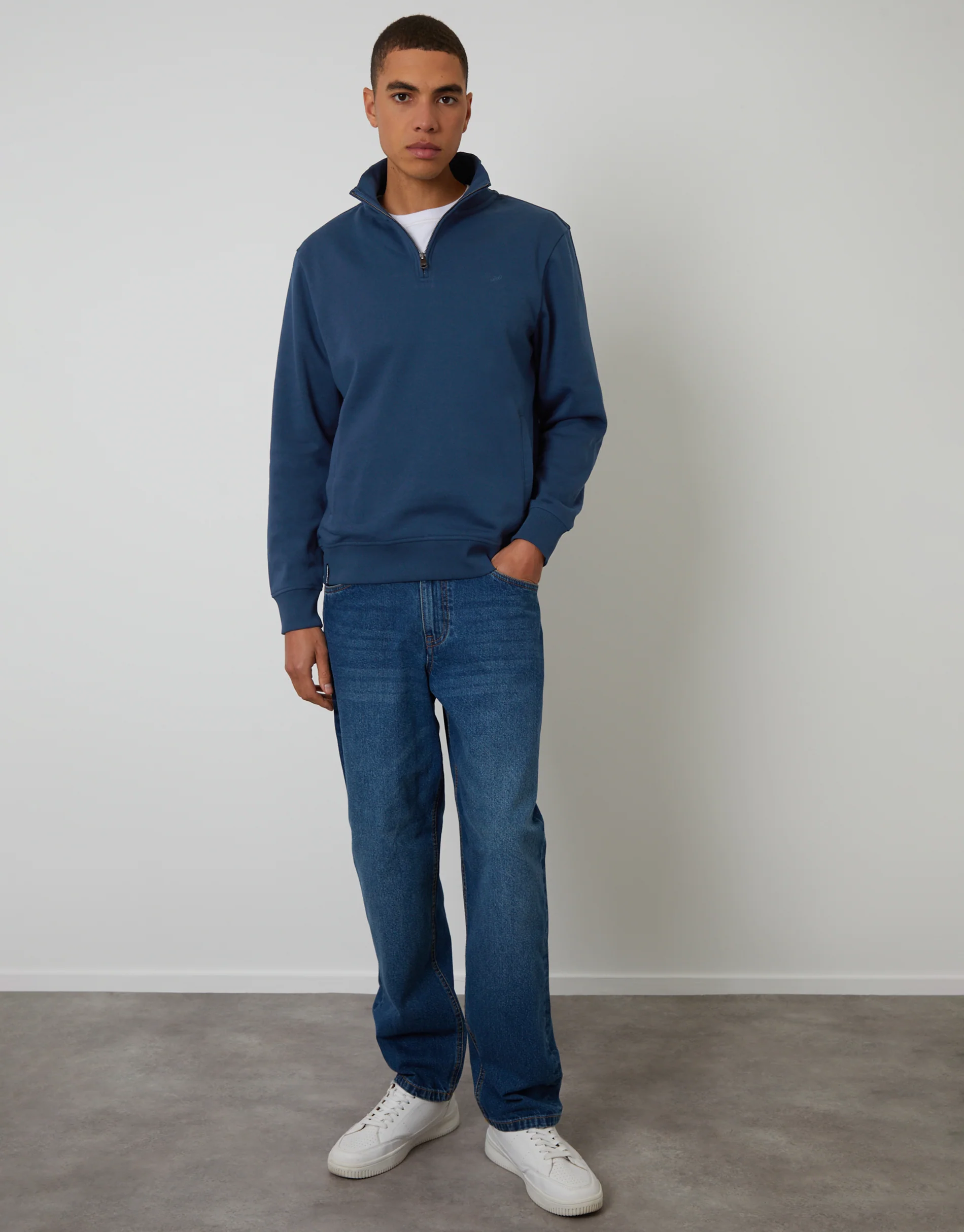 Quarter Zip Sweatshirt in Blue - Image 3