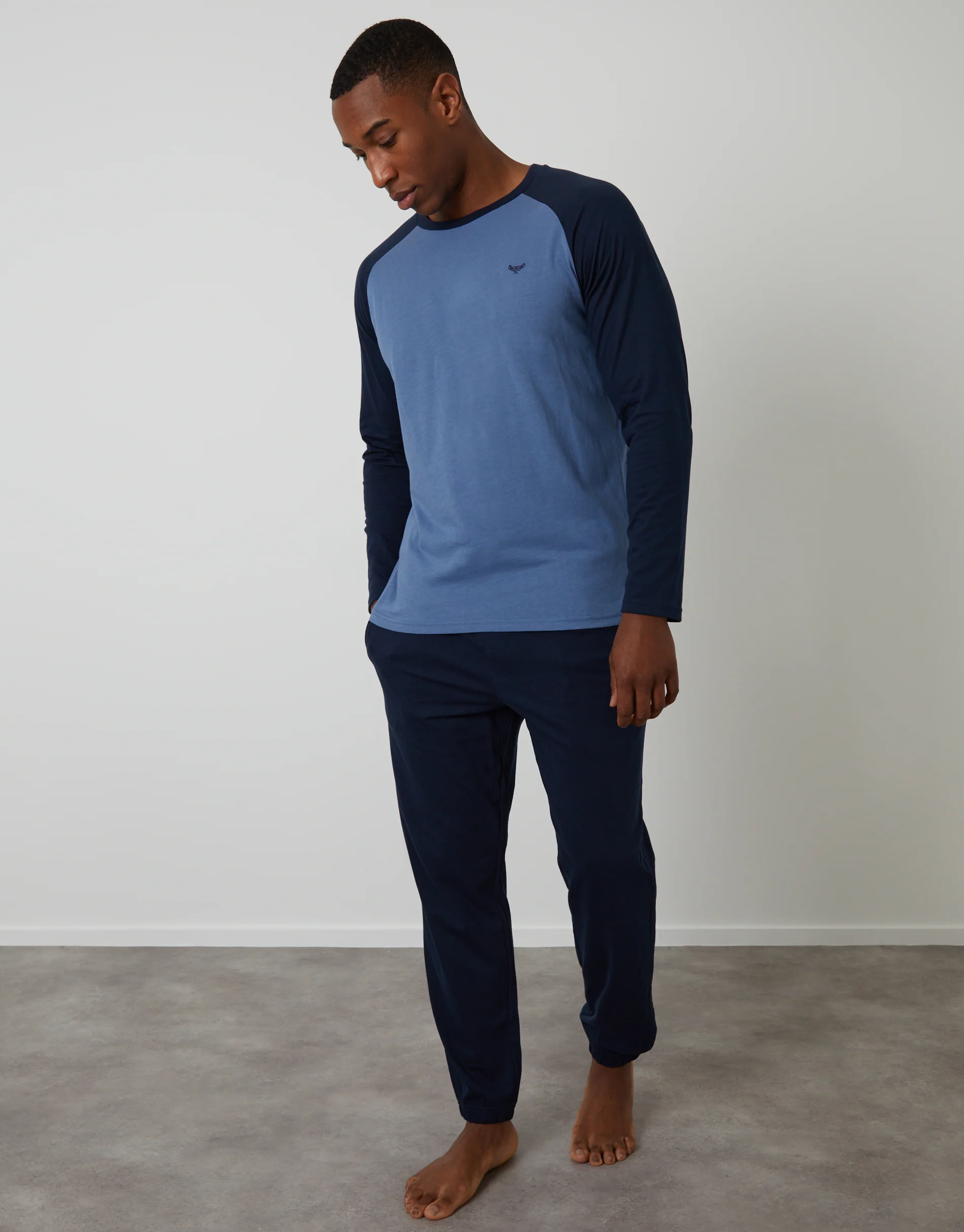 Raglan Sleeve Pyjama Set in Blue