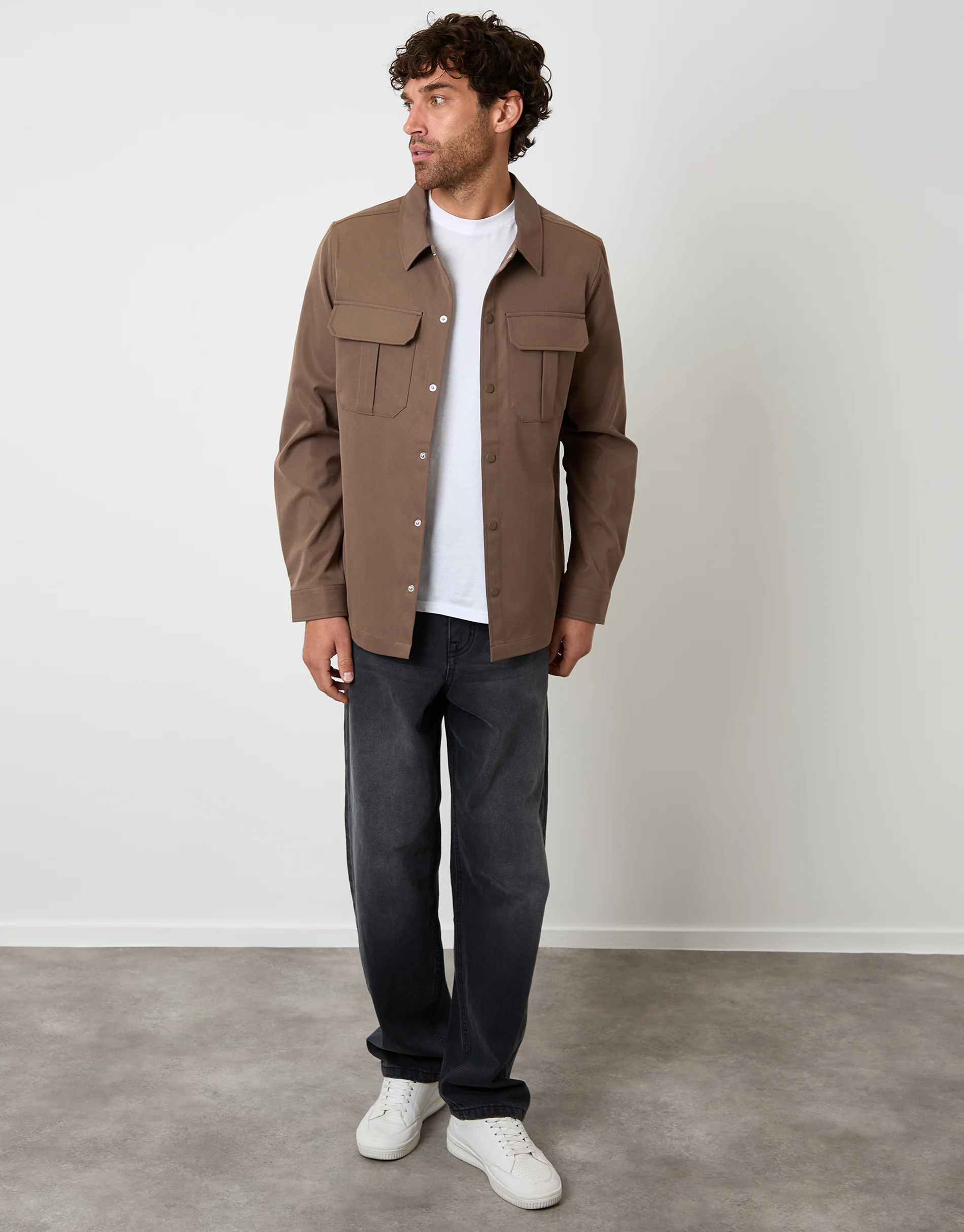 Cargo Pocket Shacket in Brown - Image 3