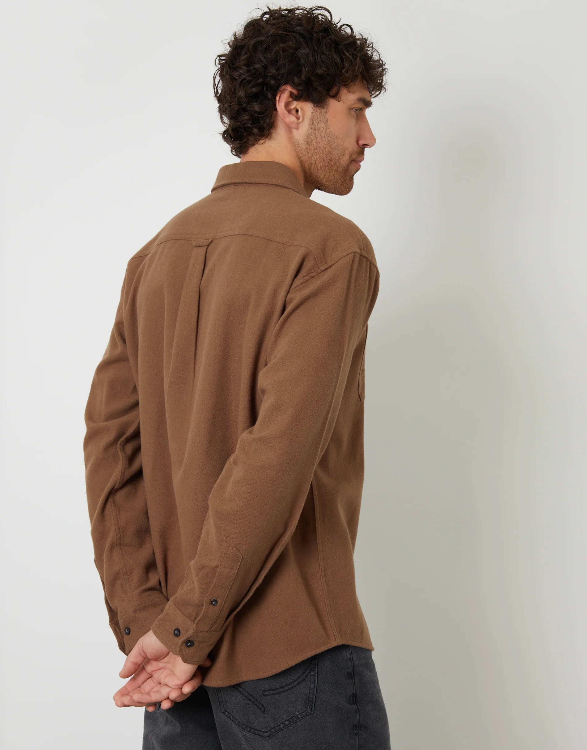 Relaxed Fit Cotton Flannel Shirt in Brown - Image 2