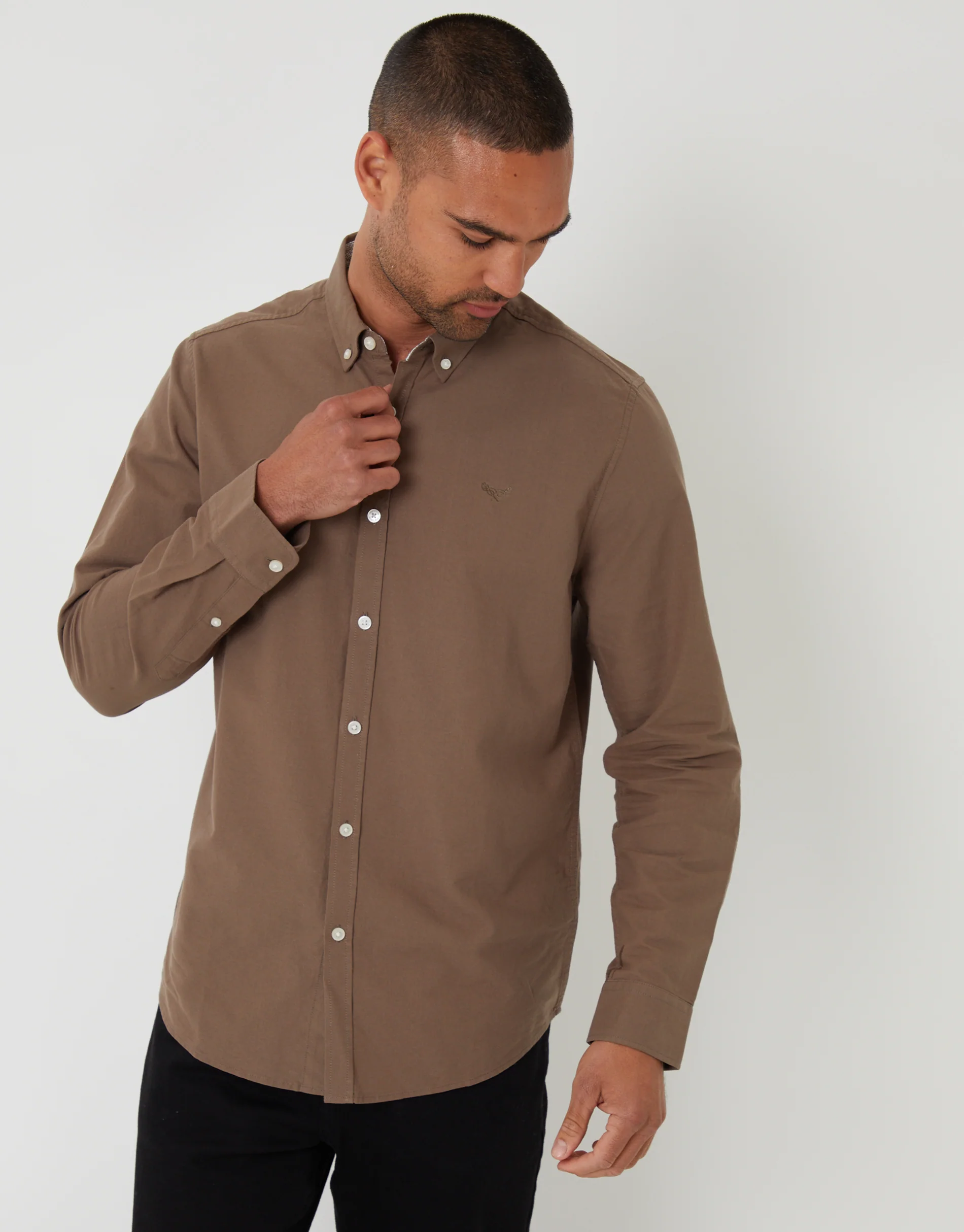 Cotton Long Sleeve Shirt in Brown