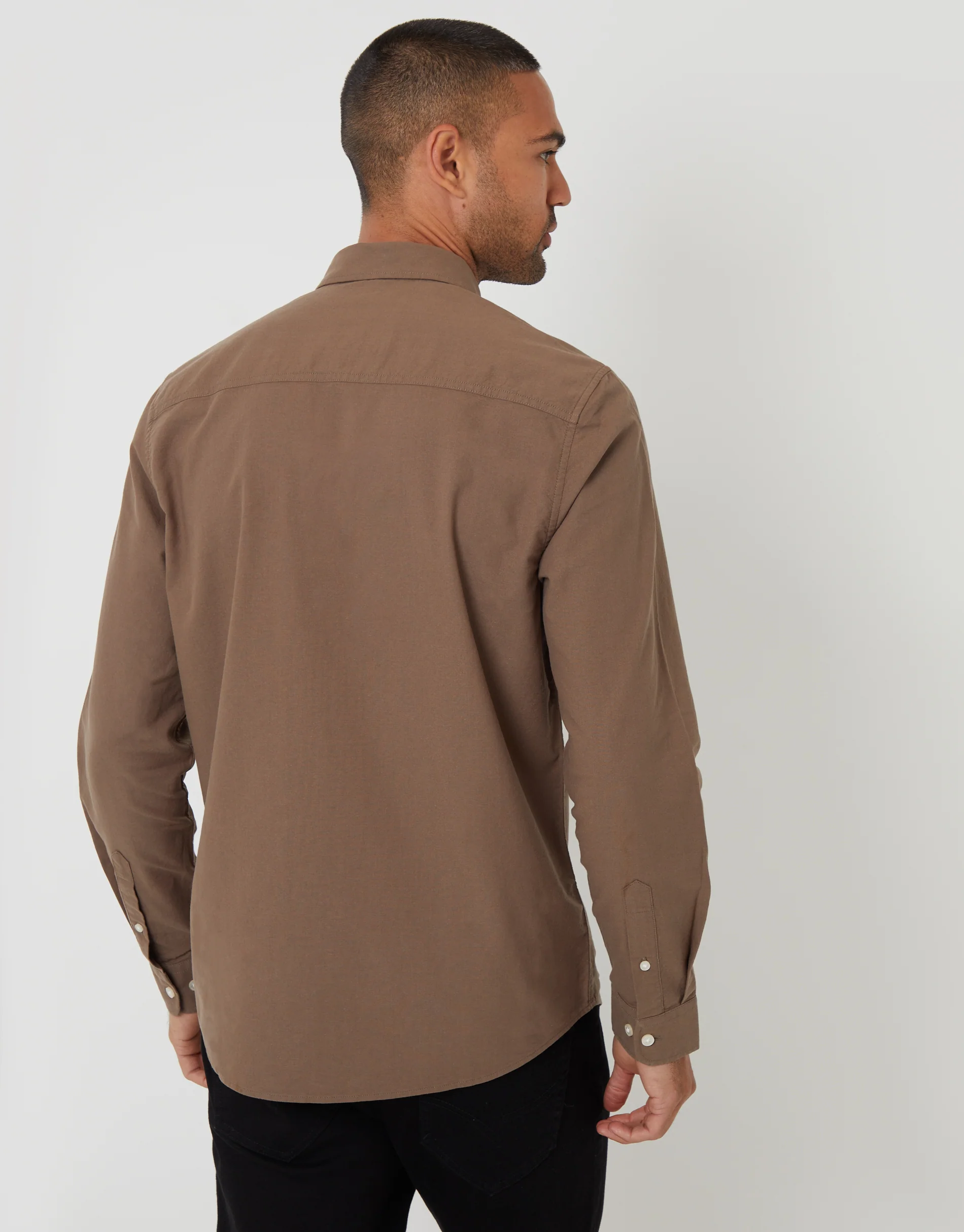Cotton Long Sleeve Shirt in Brown - Image 2