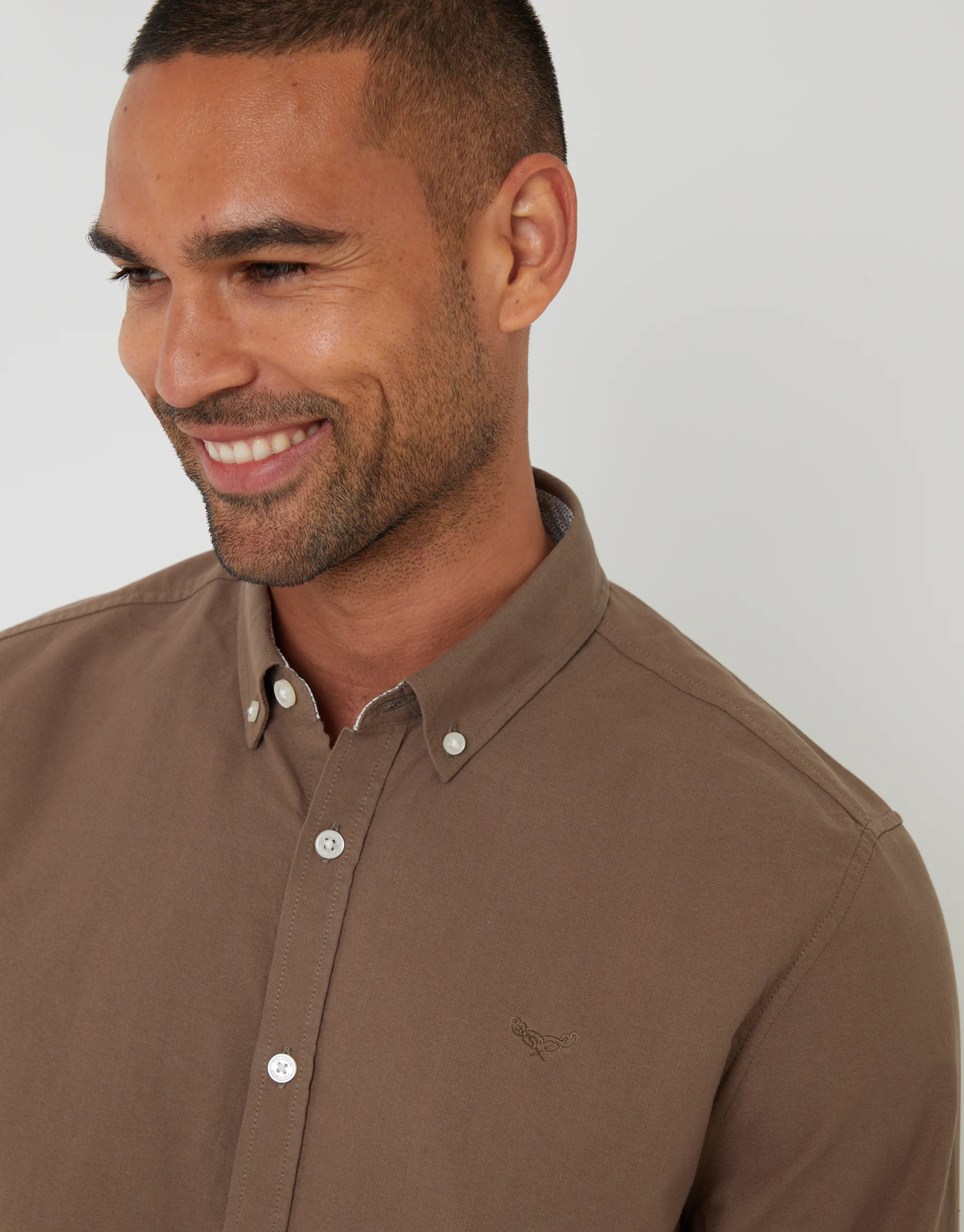 Cotton Long Sleeve Shirt in Brown - Image 4