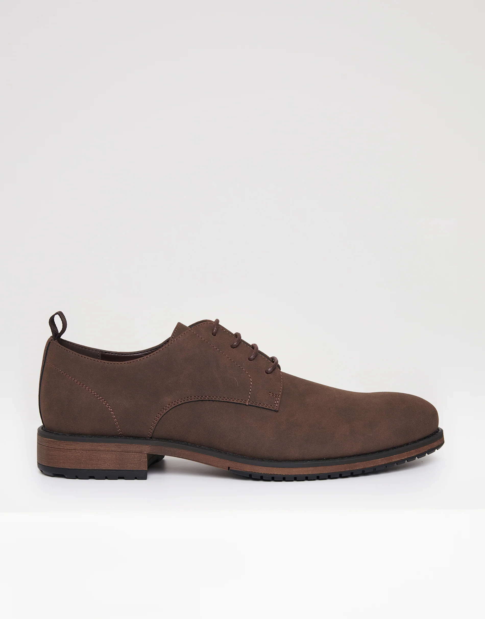 Faux Suede Derby Shoes in Brown